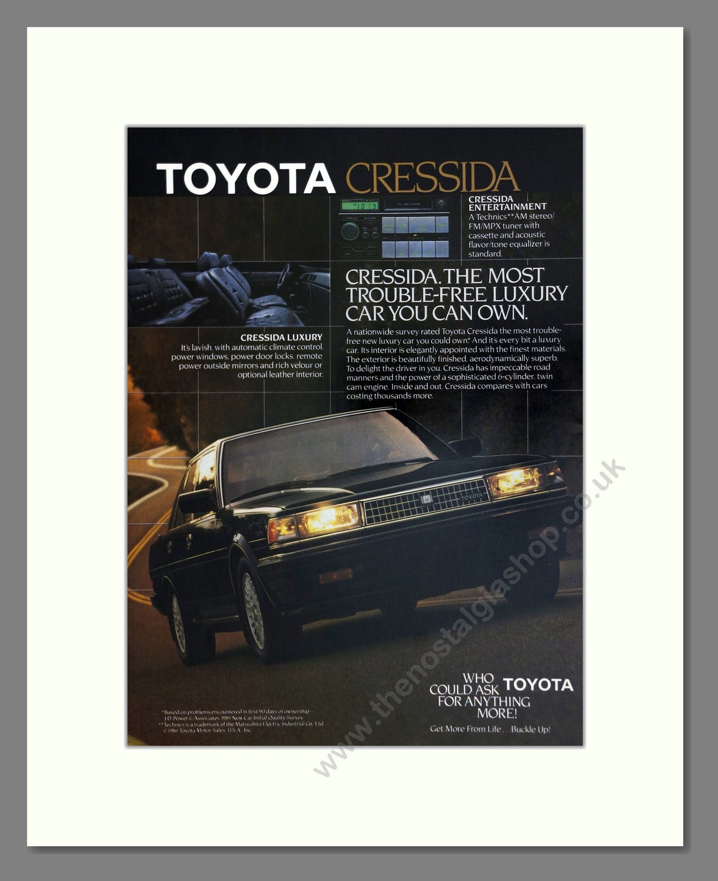 Toyota - Cressida Sedan. Vintage Advert 1987 (ref AD61759)