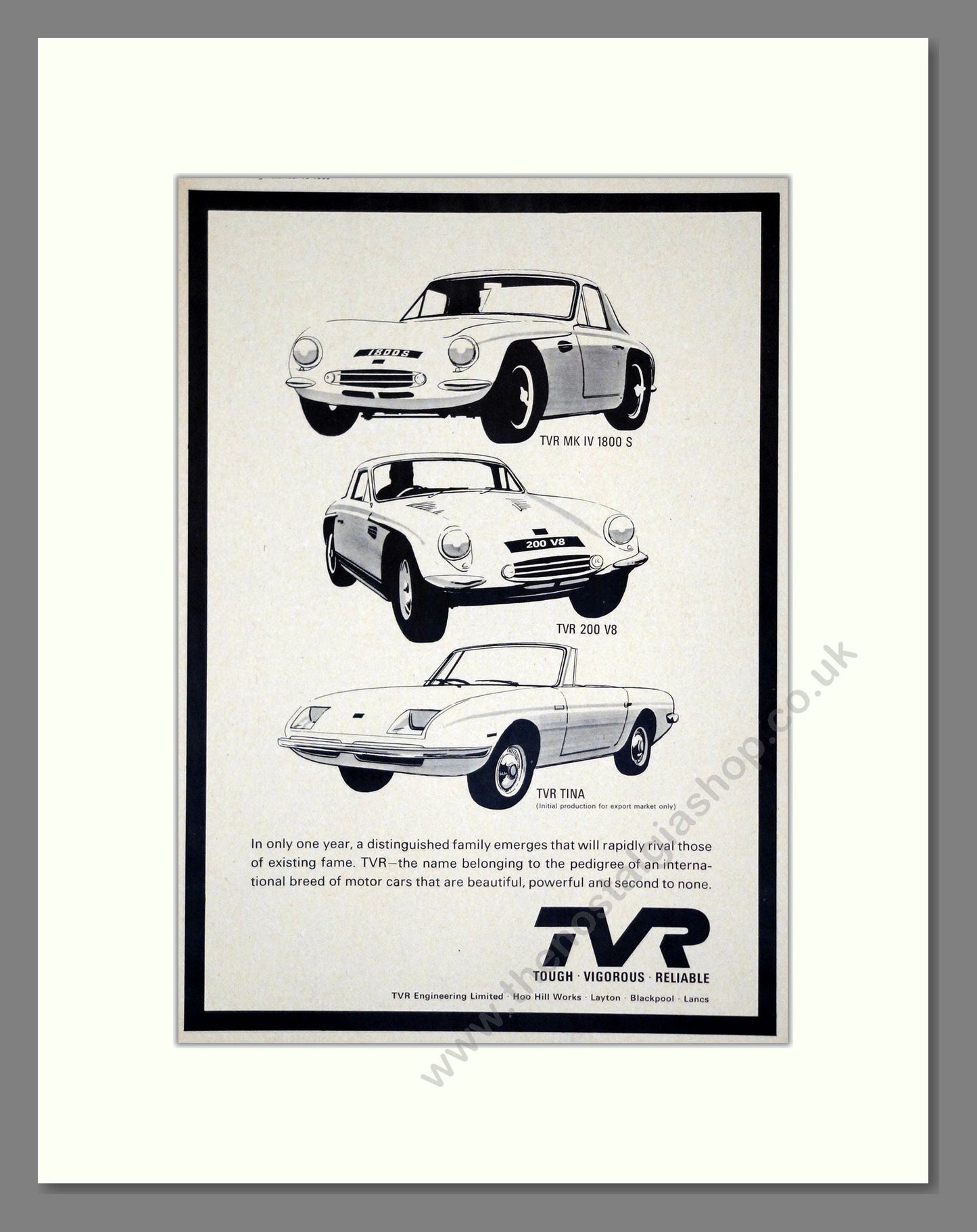 TVR - MK IV / 200 / Tina. Vintage Advert 1966 (ref AD61821)
