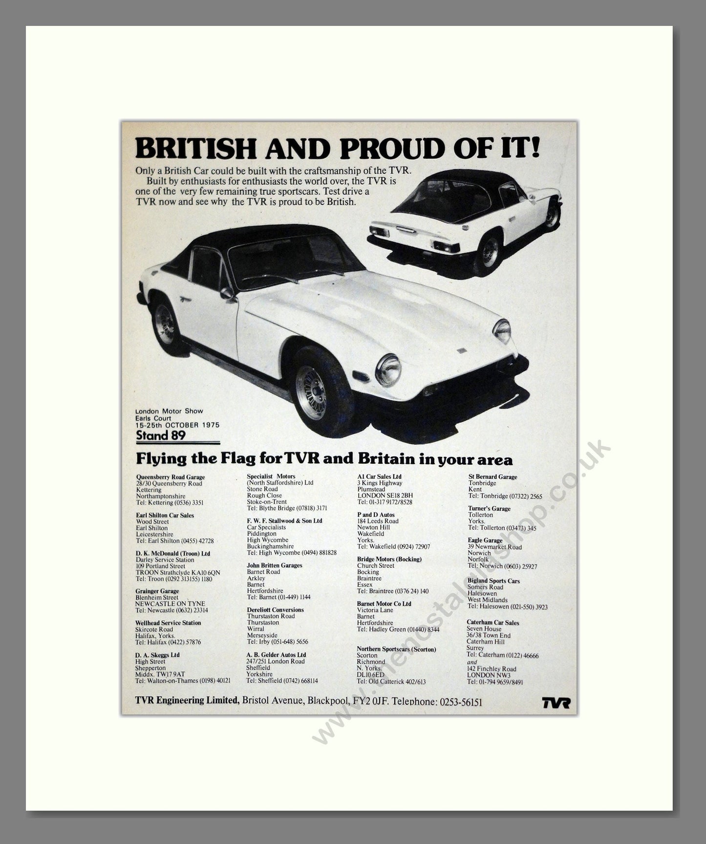 TVR - Motor Show. Vintage Advert 1975 (ref AD61823)