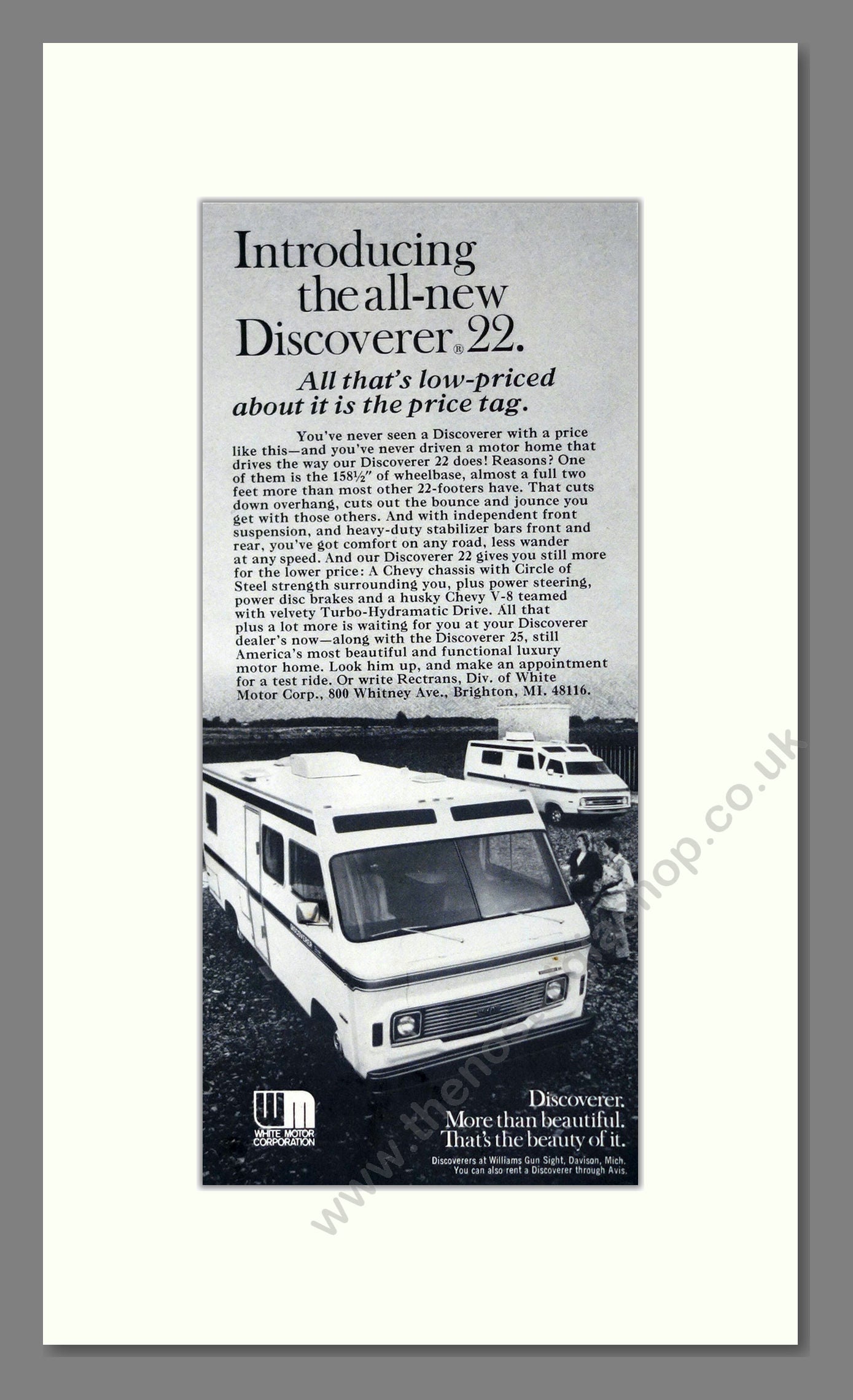 White Motor - Discoverer 22. Vintage Advert 1973 (ref AD61832)
