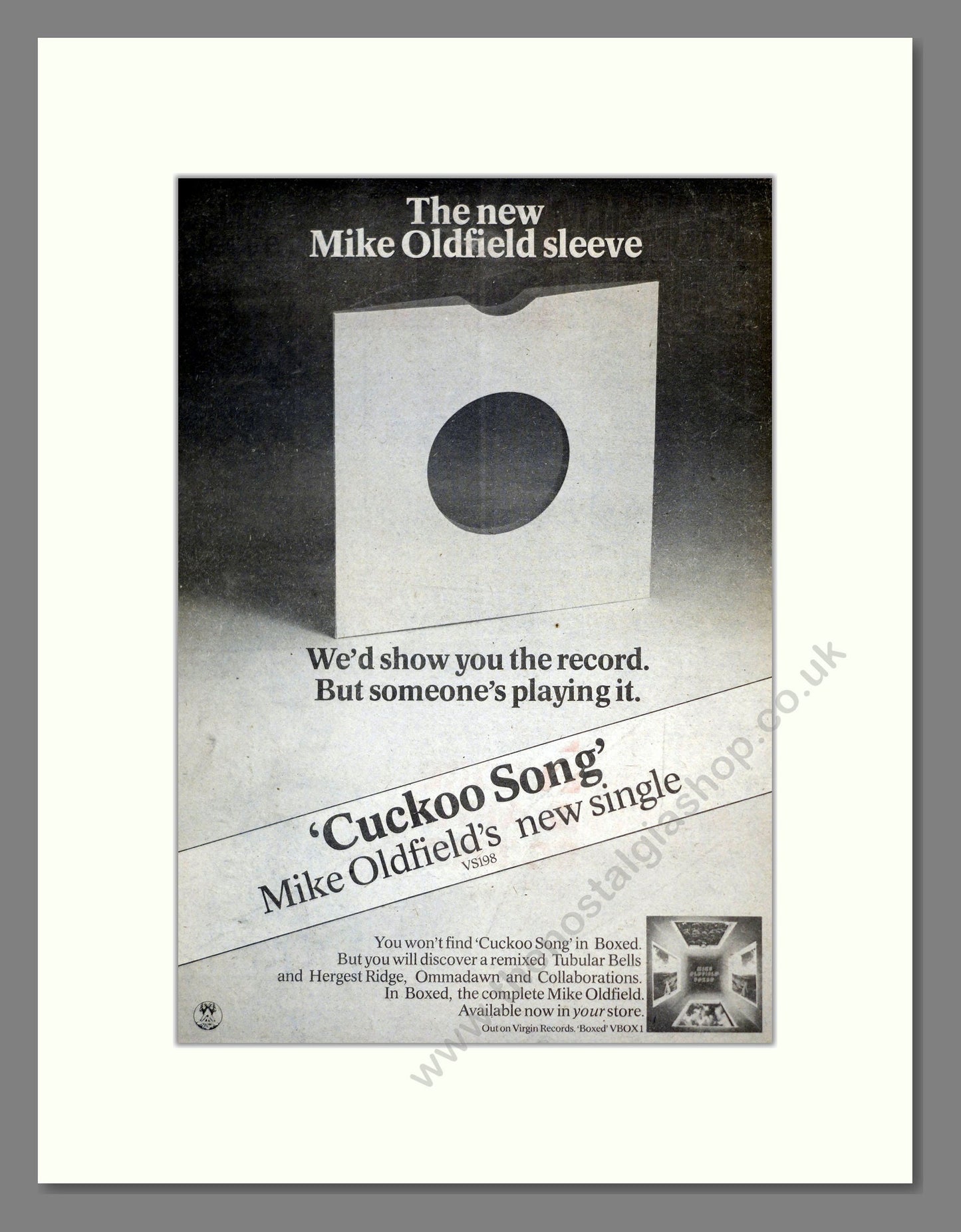 Mike Oldfield - Cuckoo Song. Vintage Advert 1977 (ref AD17685)
