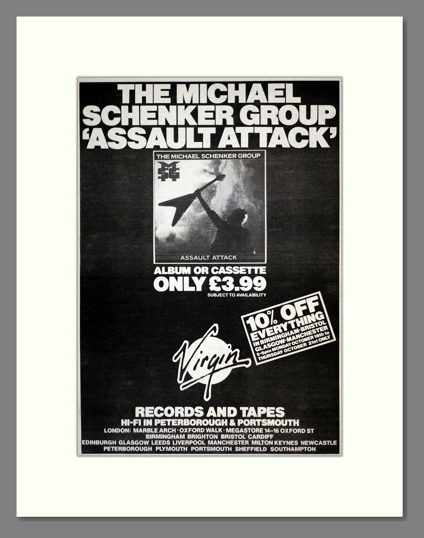Michael Schenker Group - Assault Attack. Vintage Advert 1982 (ref AD17696)