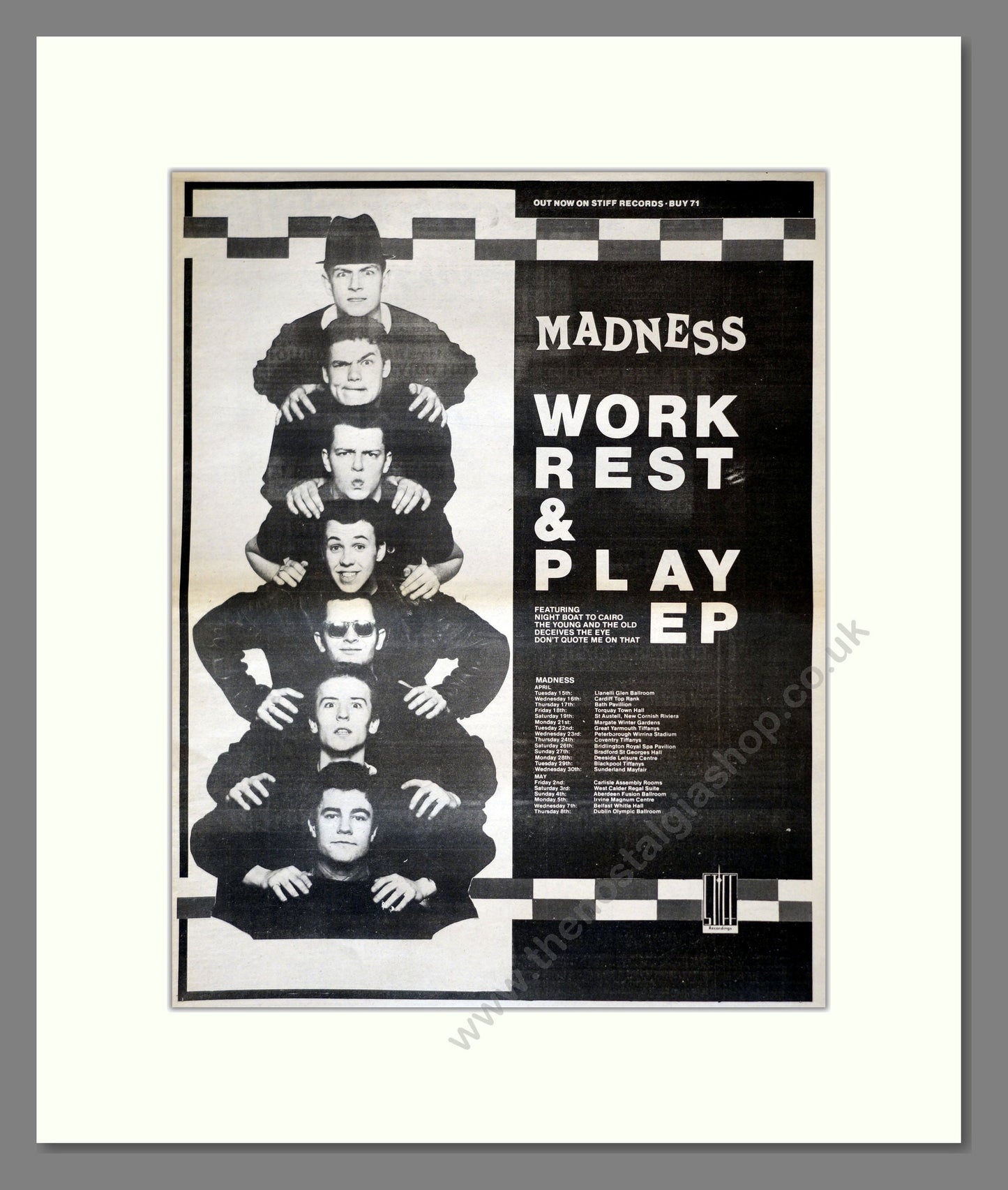 Madness - Work Rest And Play. Vintage Advert 1980 (ref AD17748)