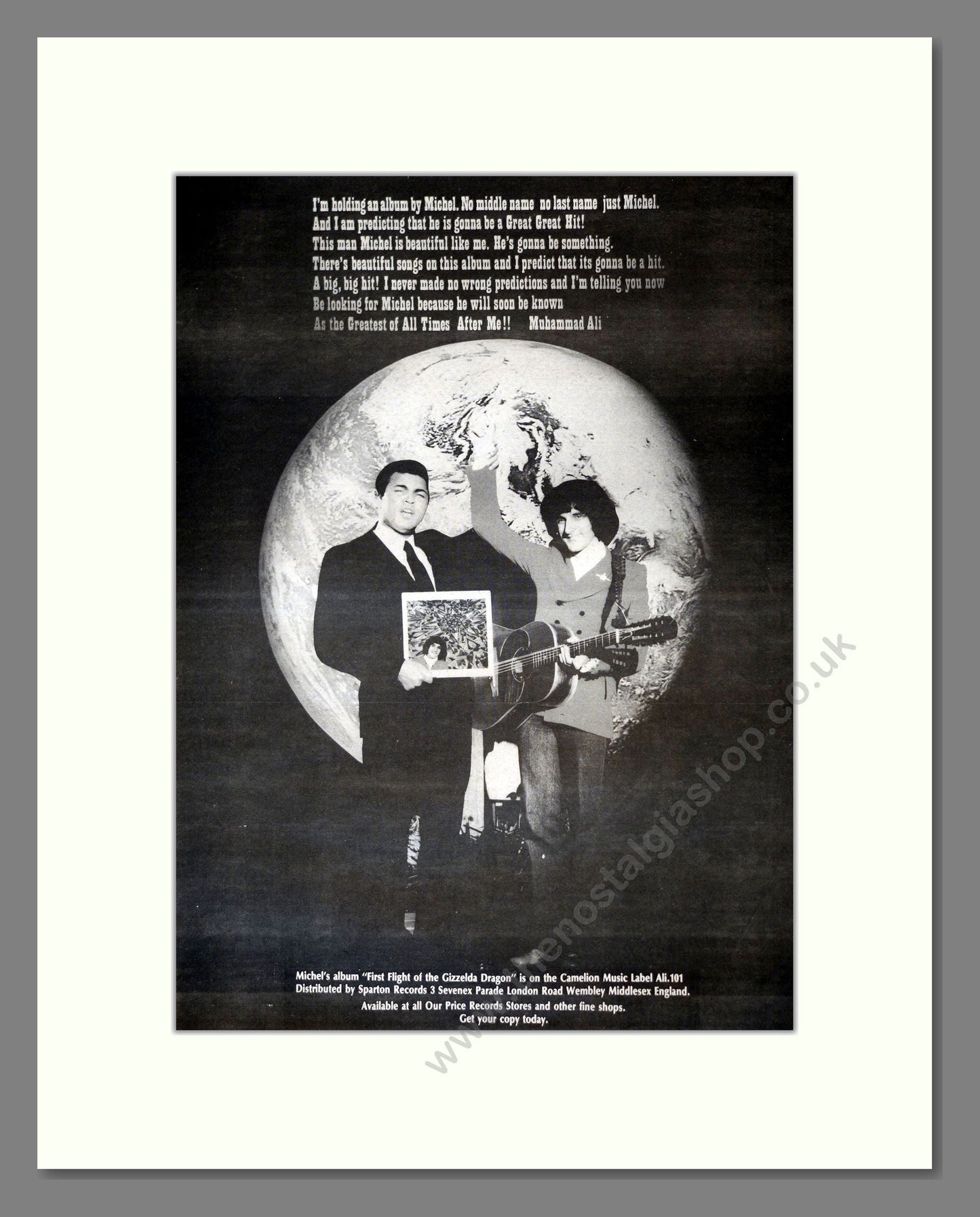 Muhammad Ali Introduces Michel - First Flight Of The Gizzelda Dragon. Vintage Advert 1980 (ref AD17770)