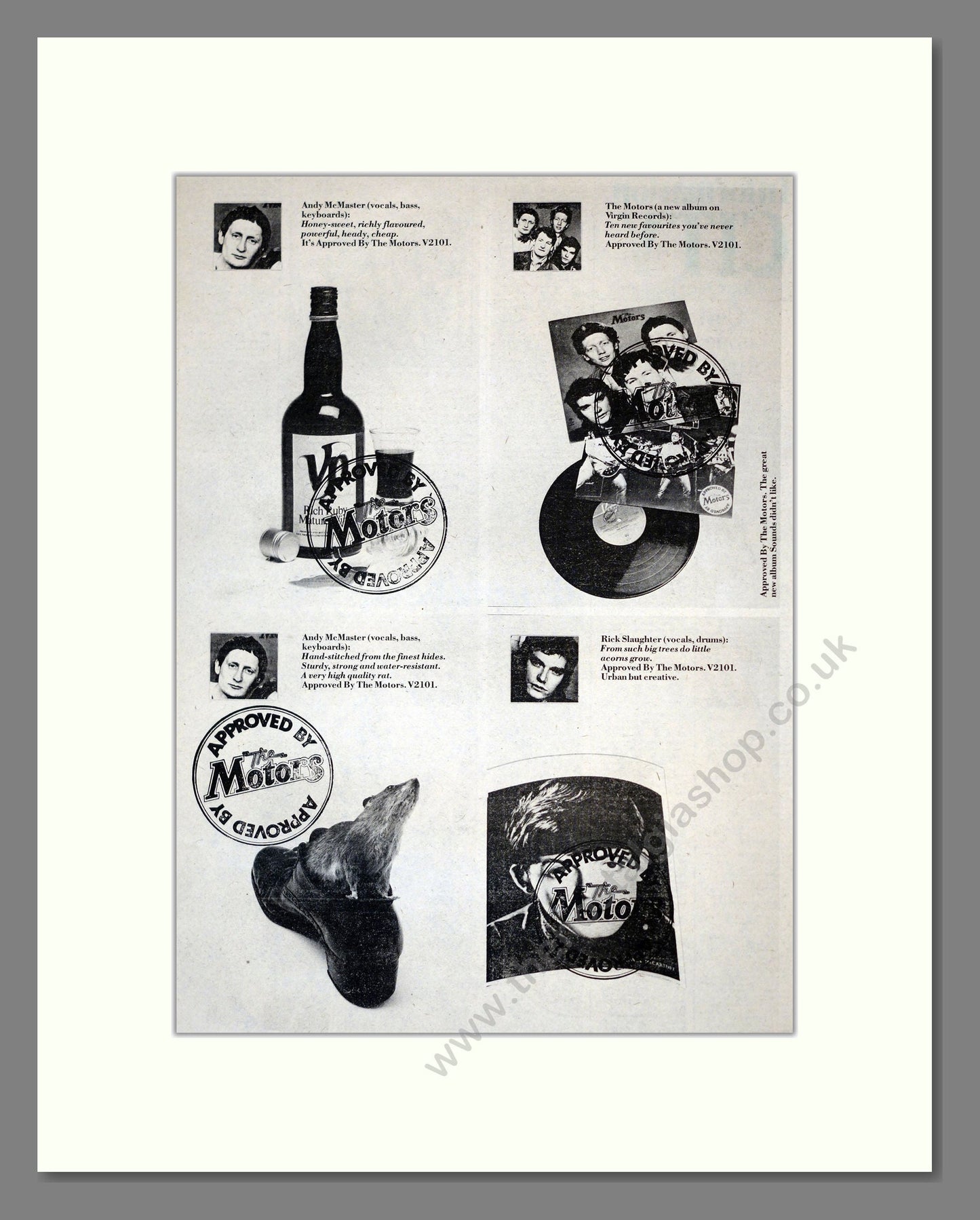 Motors (The) - Approved By The Motors. Vintage Advert 1978 (ref AD17793)