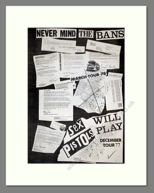 Sex Pistols - Never Mind The Bans UK Tour. Vintage Advert 1977 (ref AD17837)