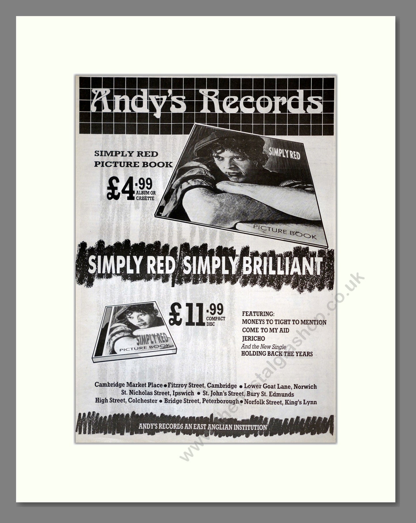 Simply Red - Picture Book. Vintage Advert 1986 (ref AD17852)
