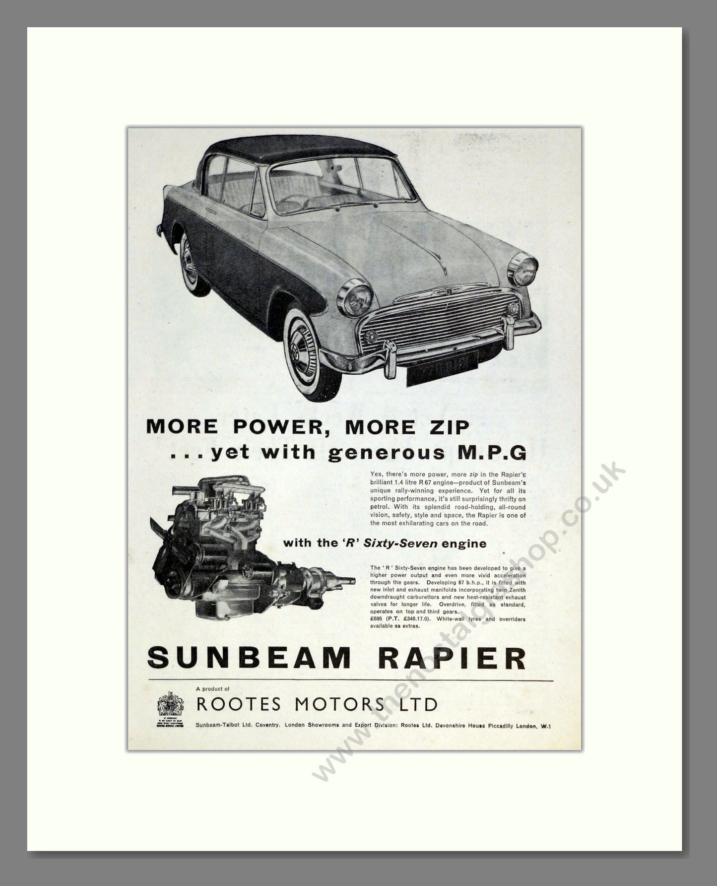 Sunbeam - Rapier. Vintage Advert 1957 (ref AD61839)