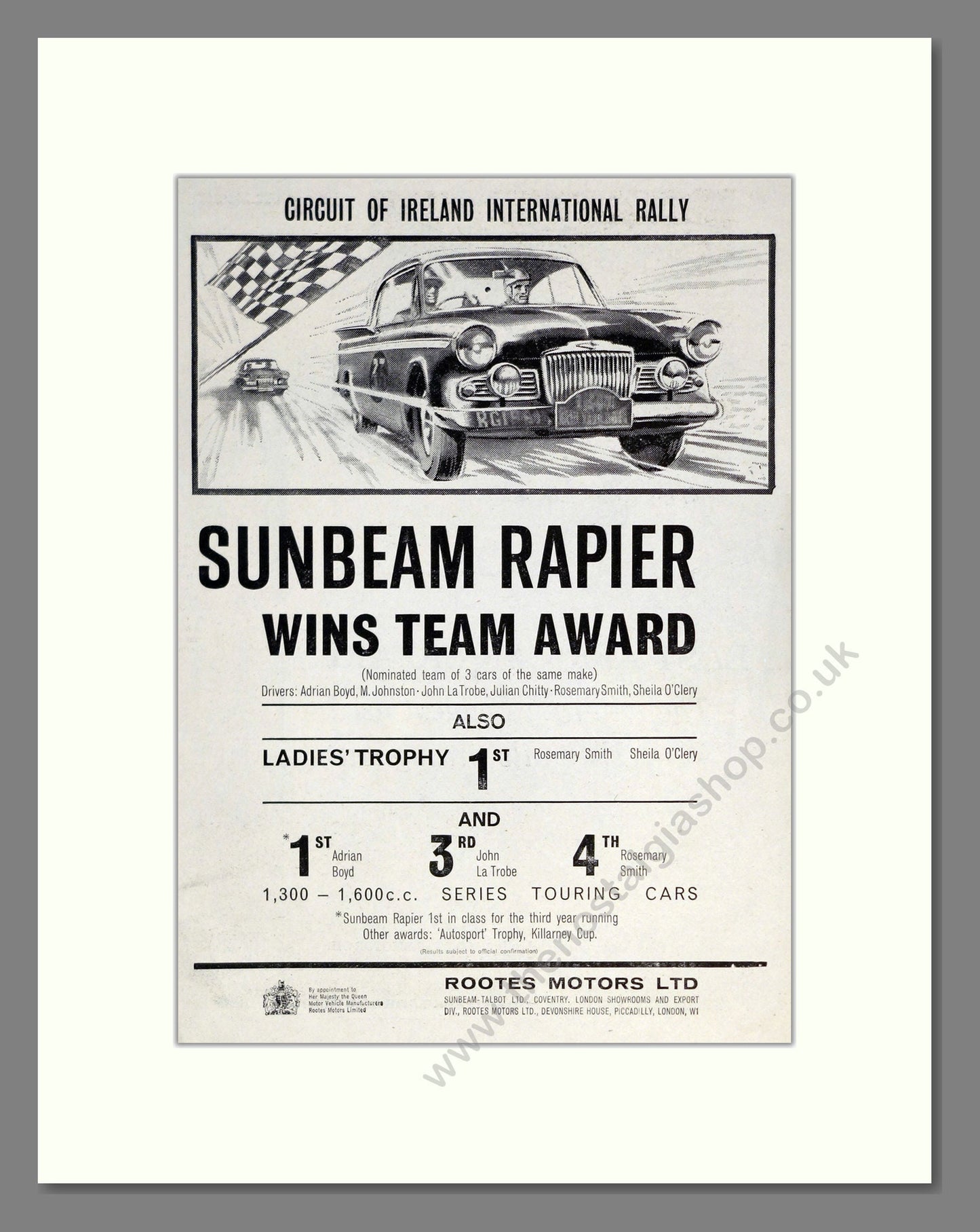 Sunbeam - Rapier. Vintage Advert 1963 (ref AD61860)