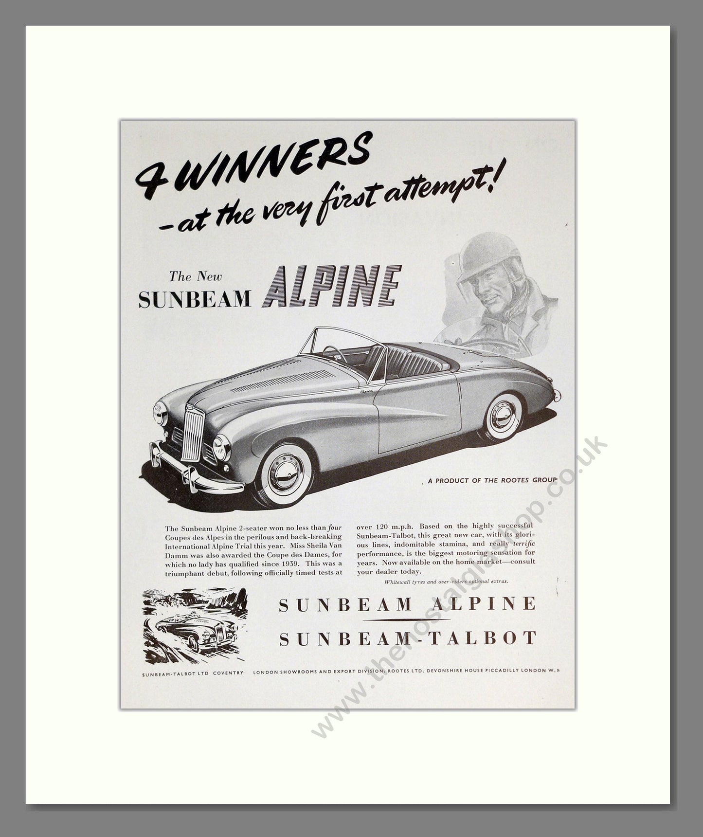 Sunbeam - Alpine. Vintage Advert 1953 (ref AD61896)