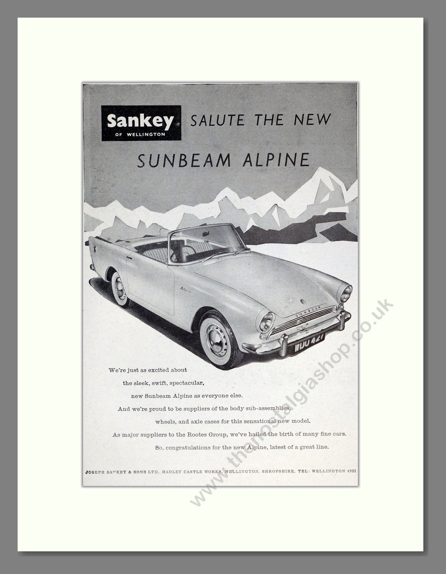 Sunbeam - Alpine. Vintage Advert 1959 (ref AD61897)