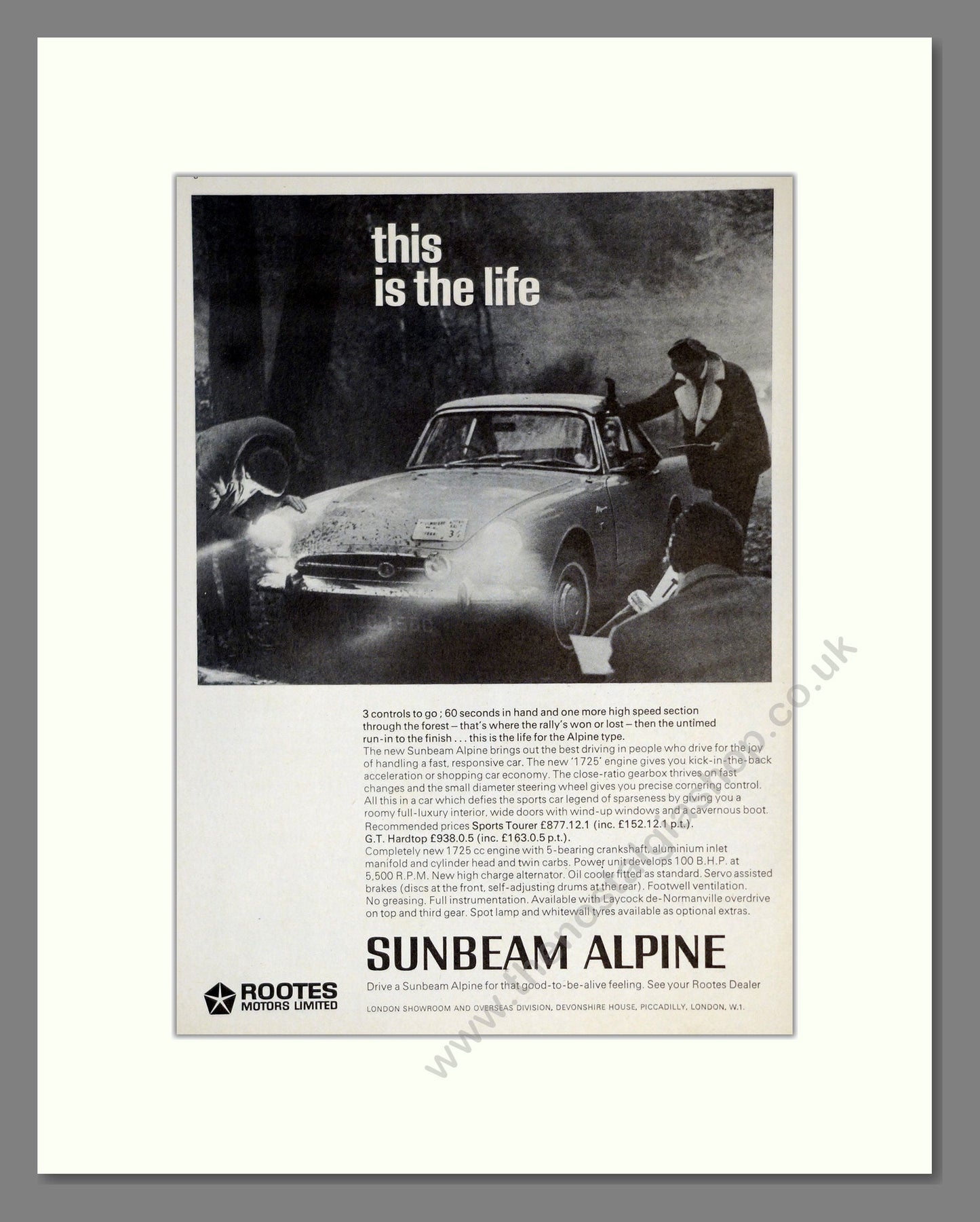 Sunbeam - Alpine. Vintage Advert 1966 (ref AD61898)