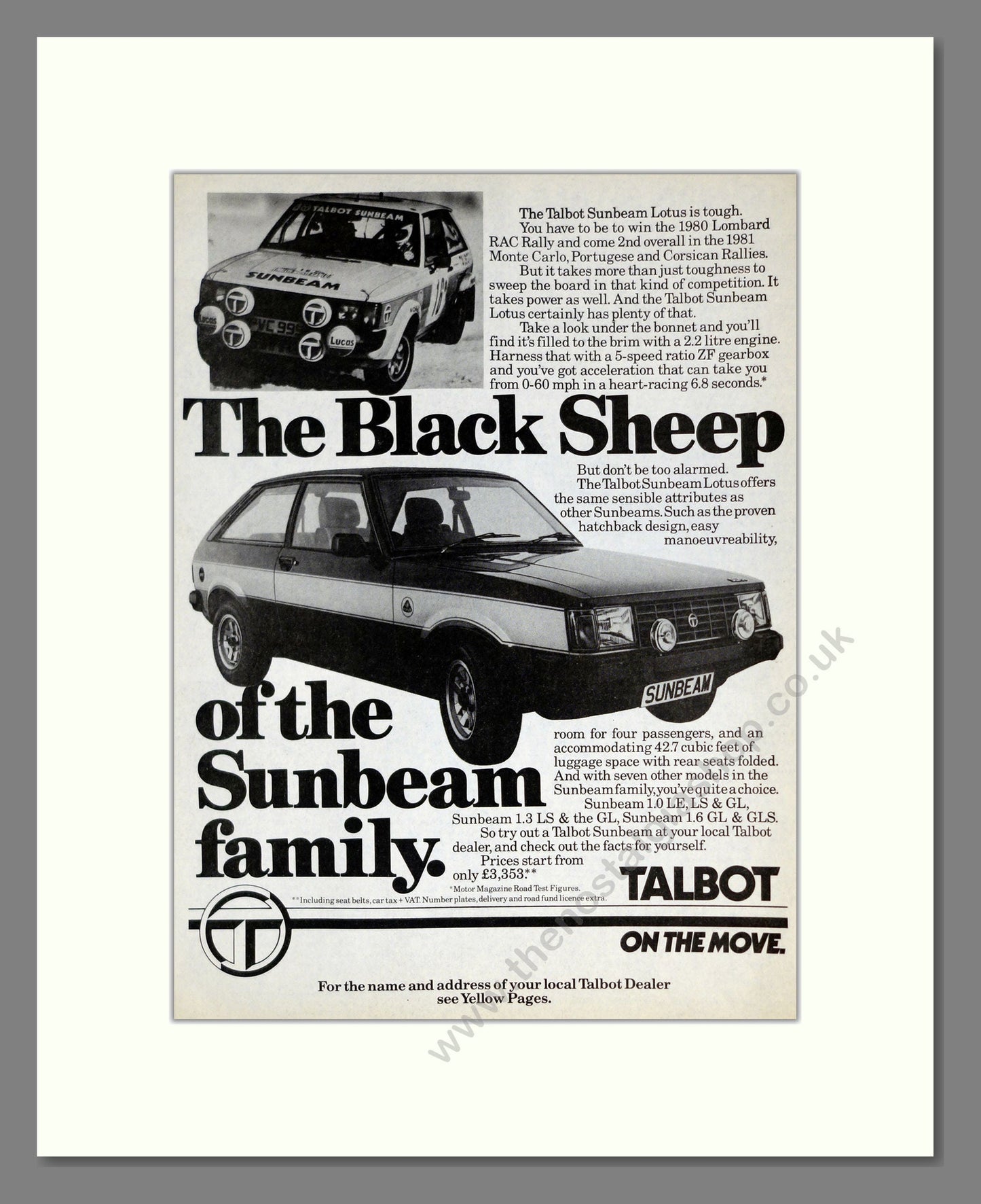 Sunbeam - Talbot. Vintage Advert 1981 (ref AD61912)