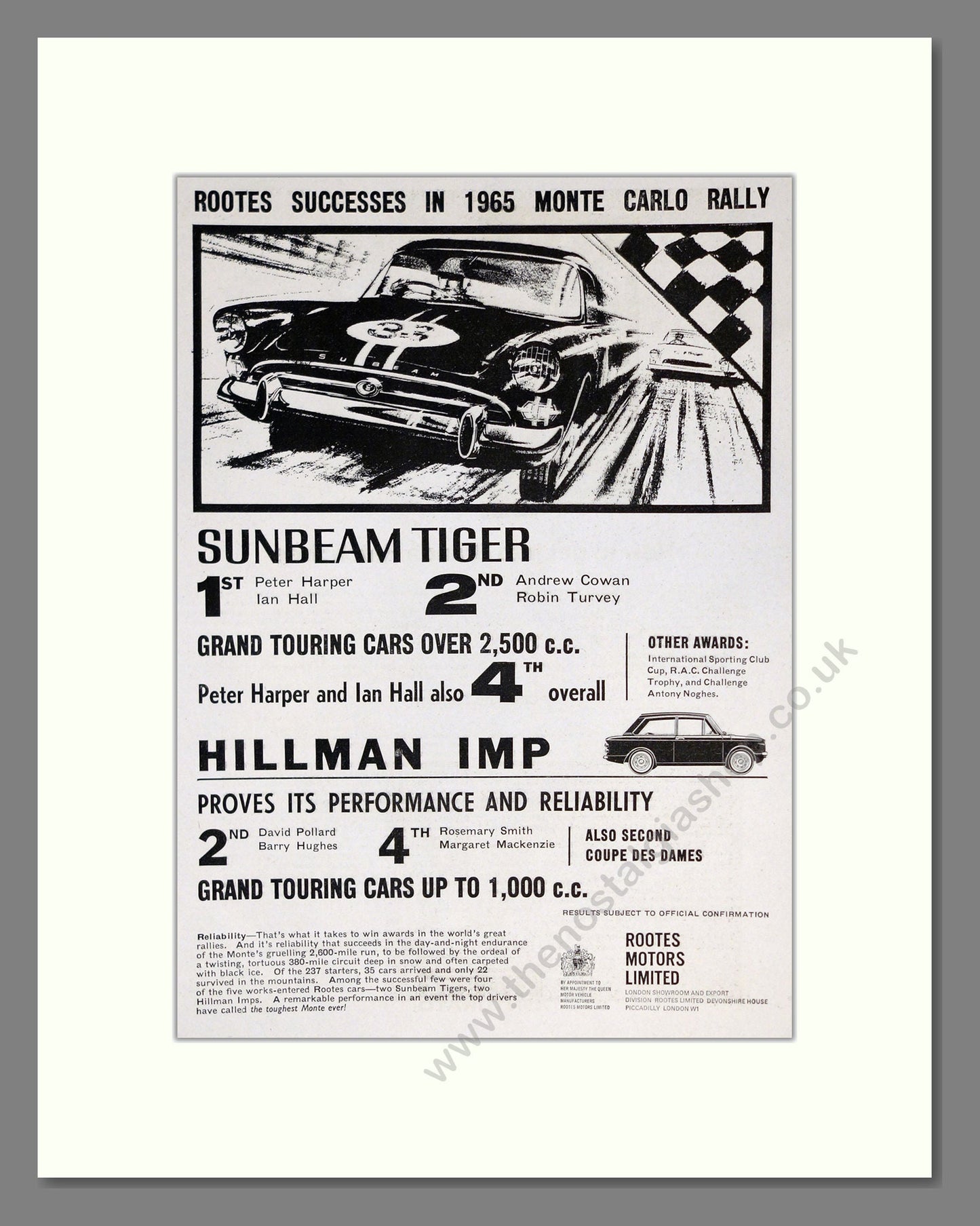 Sunbeam - Tiger. Vintage Advert 1965 (ref AD61924)