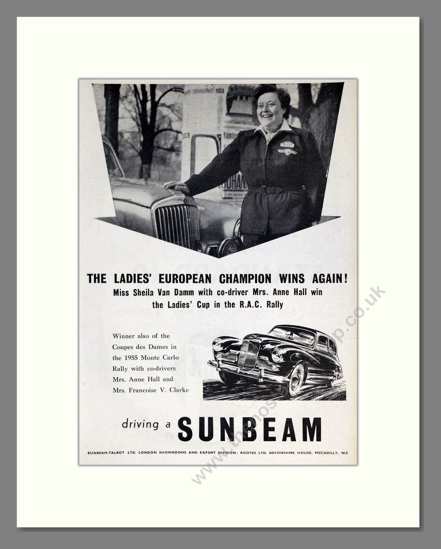 Sunbeam - Ladies Rally. Vintage Advert 1955 (ref AD61934)