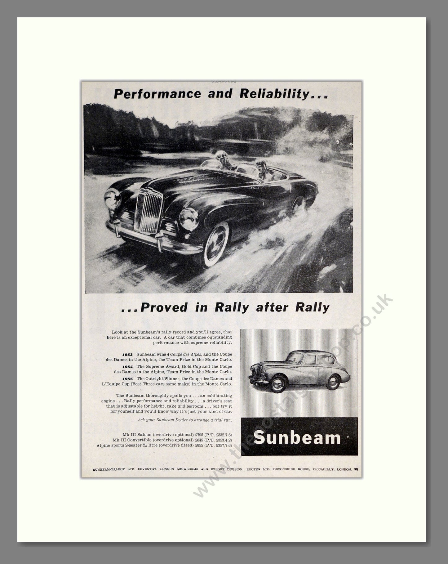Sunbeam - MKIII. Vintage Advert 1955 (ref AD61936)