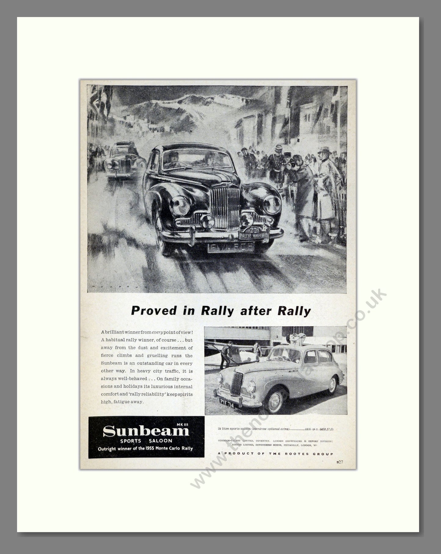 Sunbeam - MKIII. Vintage Advert 1956 (ref AD61937)
