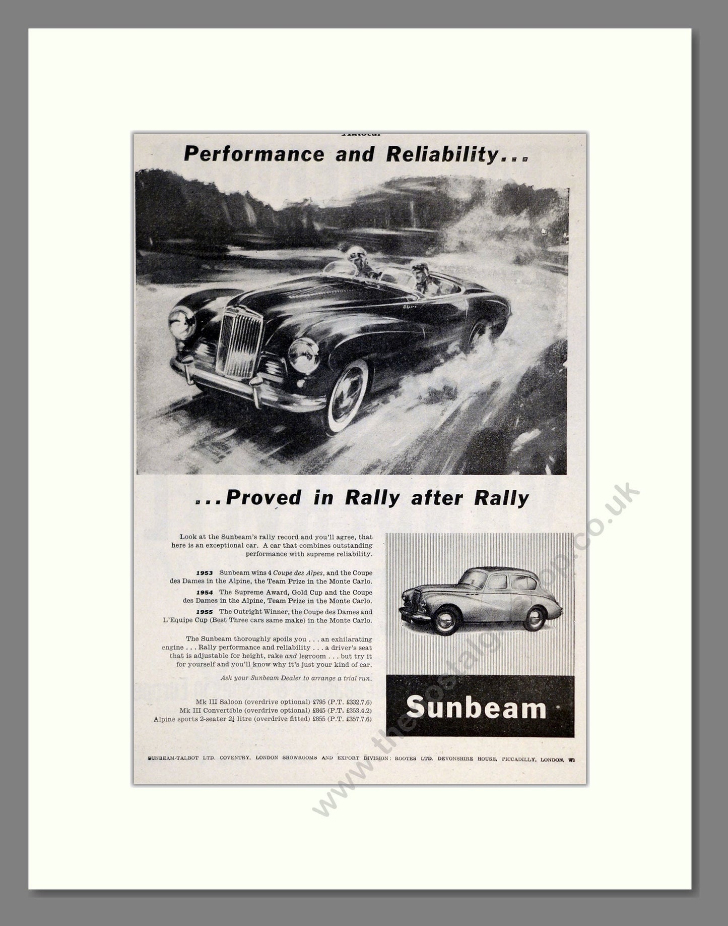 Sunbeam - MKIII. Vintage Advert 1955 (ref AD61946)