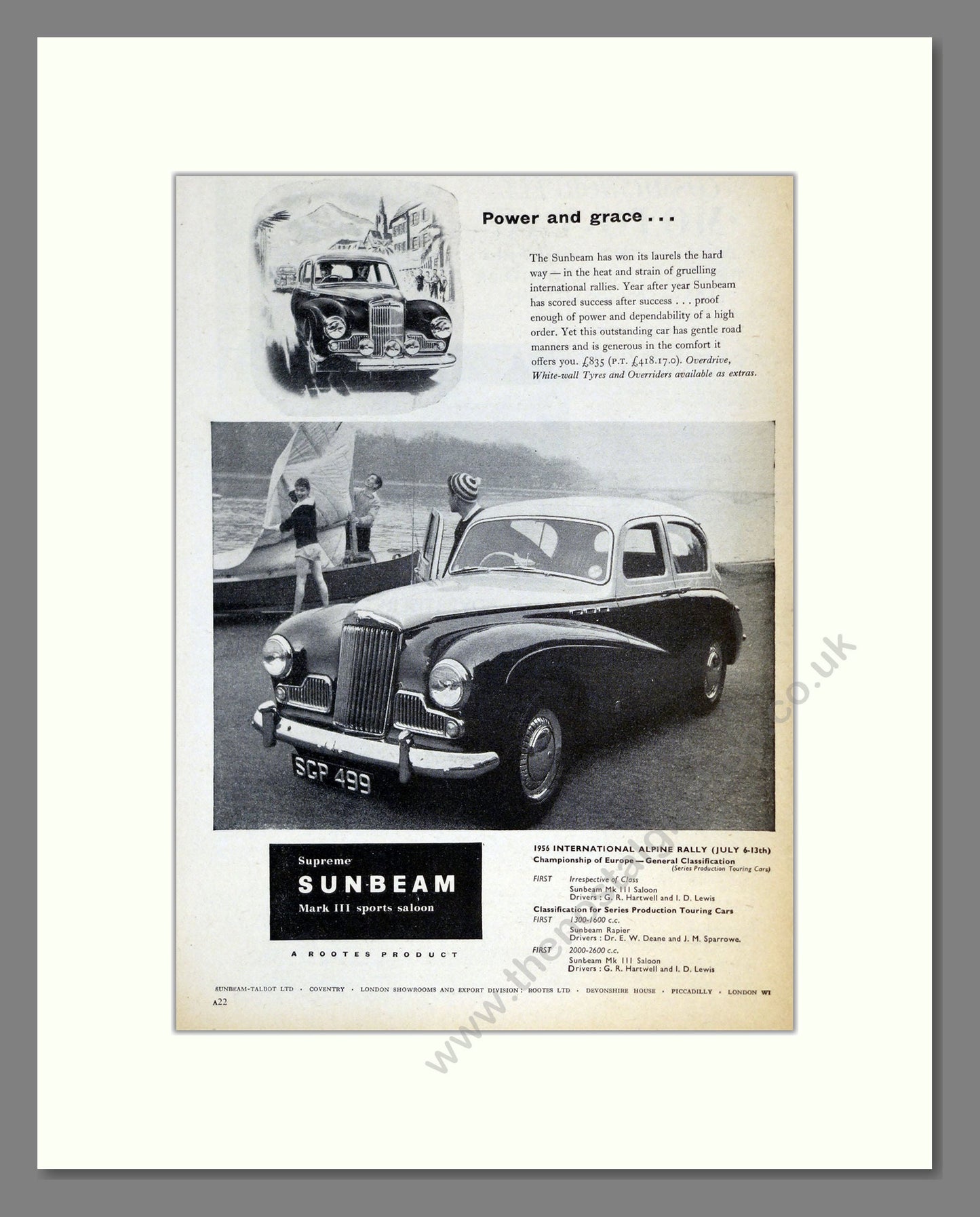 Sunbeam - MKIII Sports Saloon. Vintage Advert 1956 (ref AD61953)