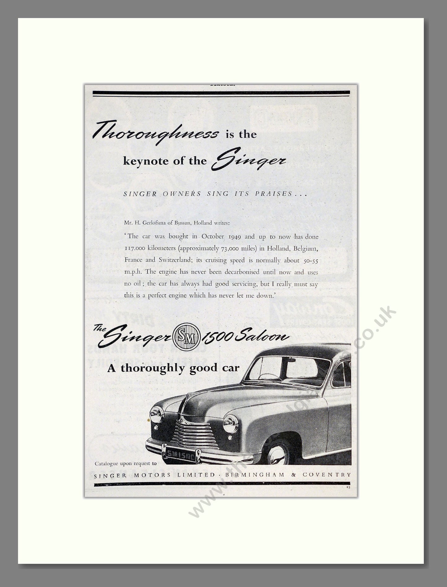 Singer - 1500. Vintage Advert 1953 (ref AD61969)