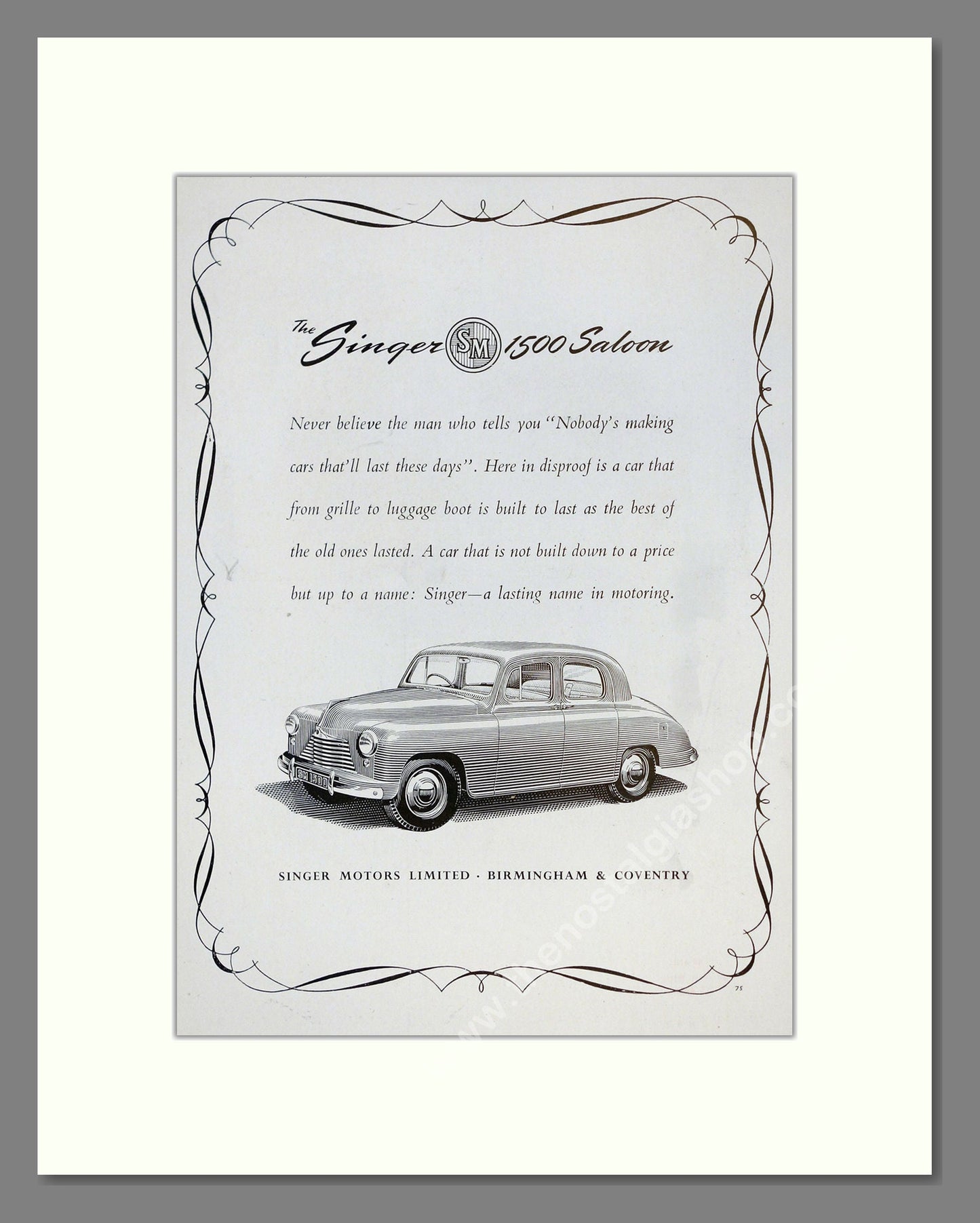 Singer - 1500. Vintage Advert 1952 (ref AD61976)