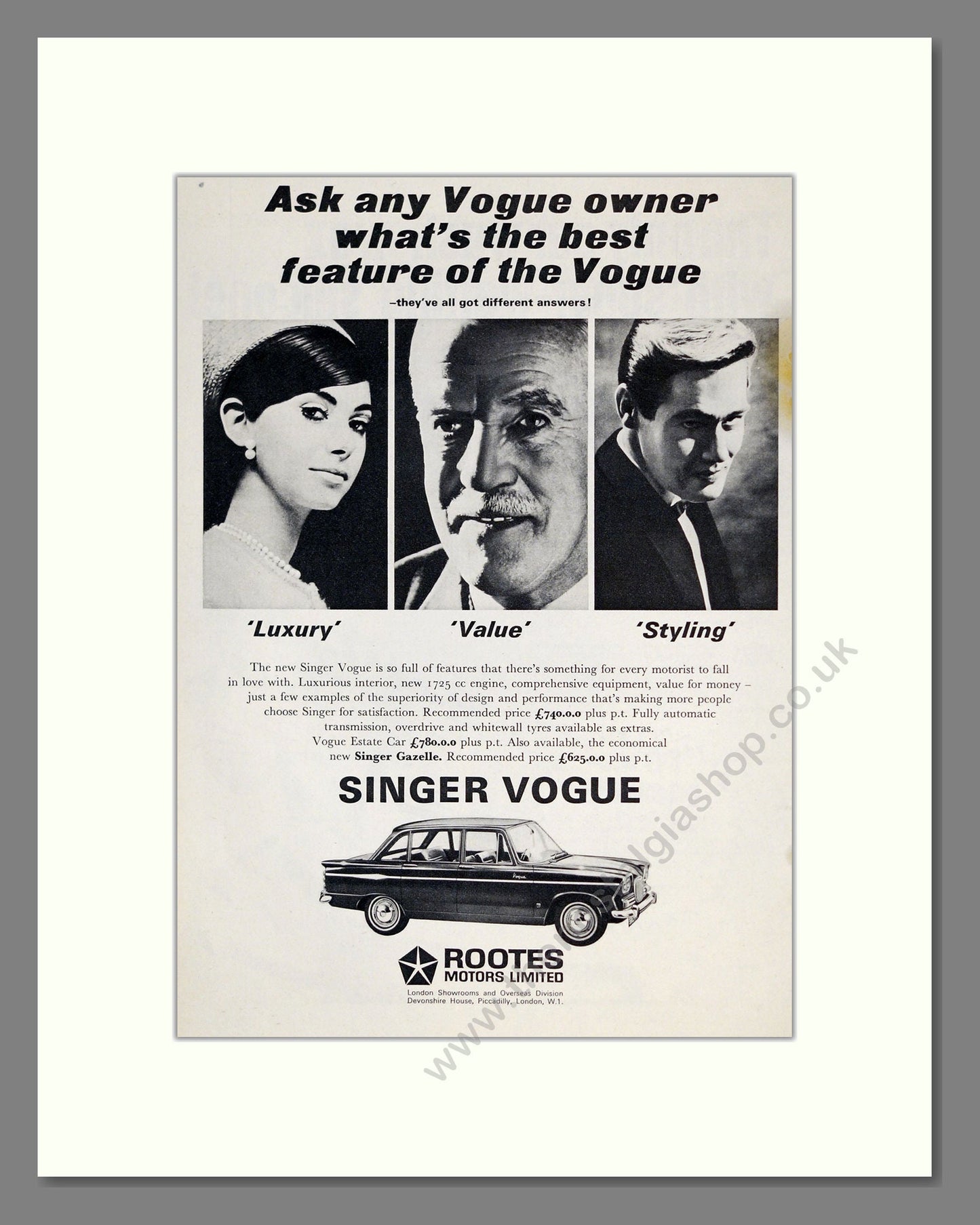 Singer - Vogue. Vintage Advert 1966 (ref AD61991)
