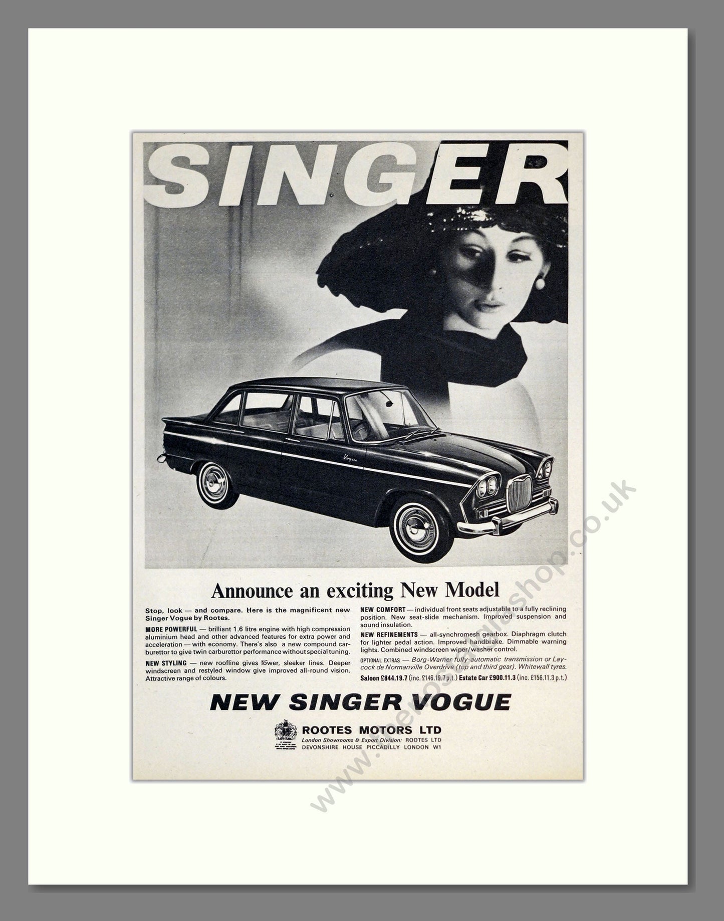 Singer - Vogue. Vintage Advert 1964 (ref AD61994)