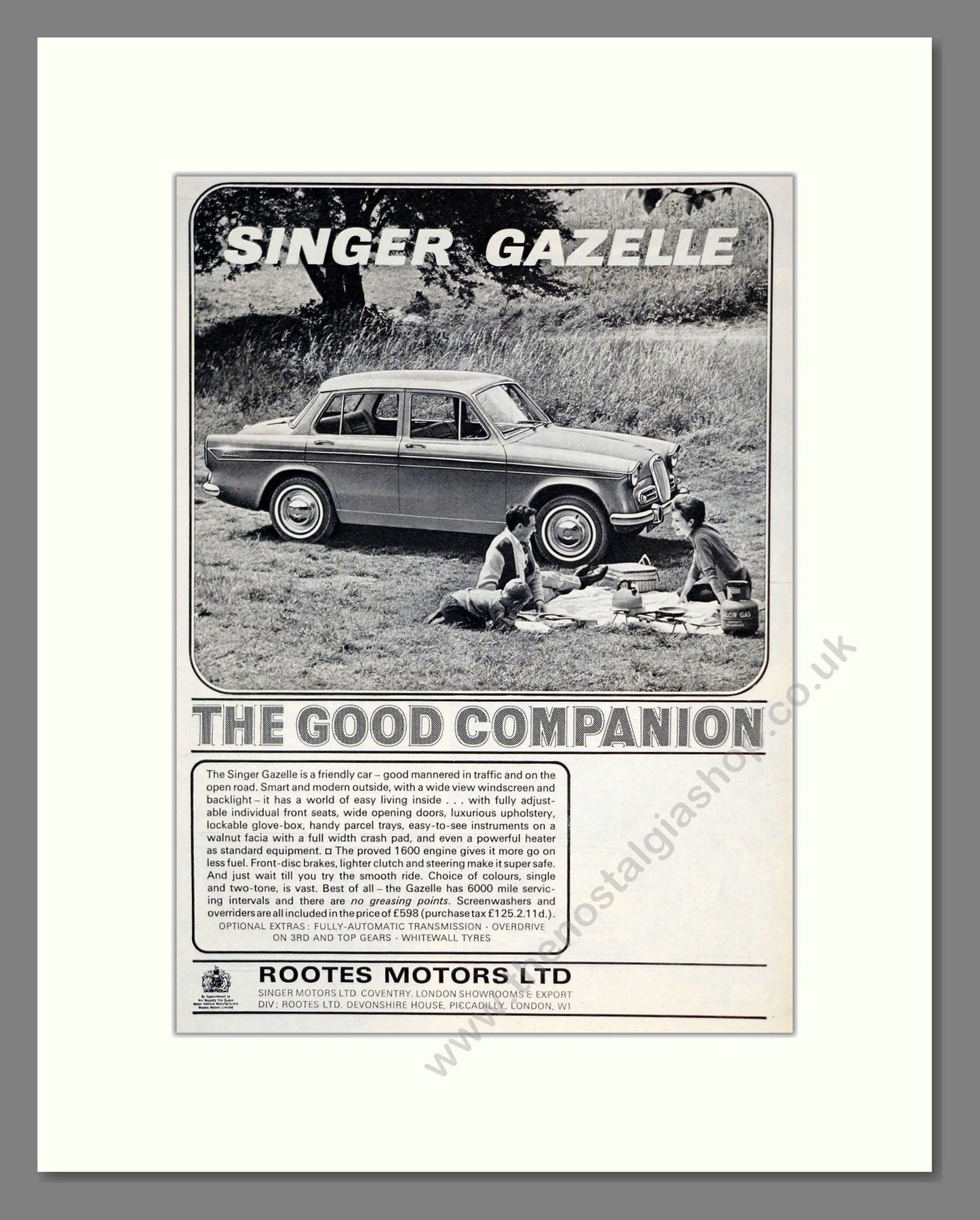 Singer - Gazelle. Vintage Advert 1964 (ref AD62007)