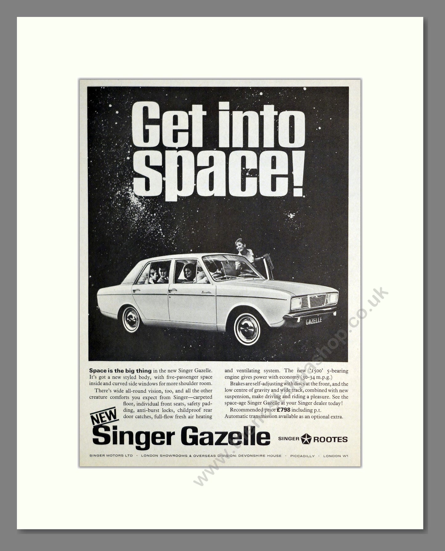 Singer - Gazelle. Vintage Advert 1967 (ref AD62009)