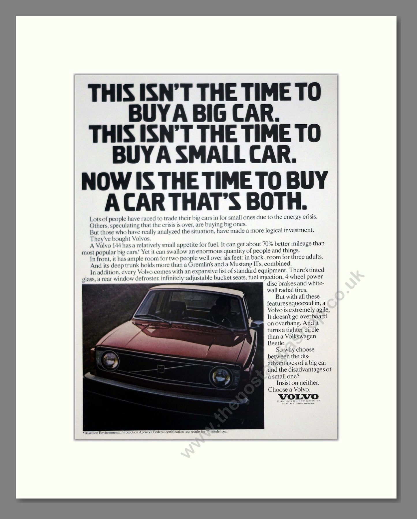 Volvo - 144. Vintage Advert 1974 (ref AD62047)