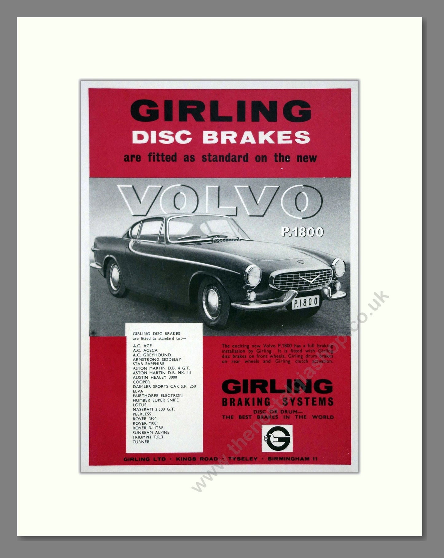 Volvo - P1800. Vintage Advert 1960 (ref AD62074)