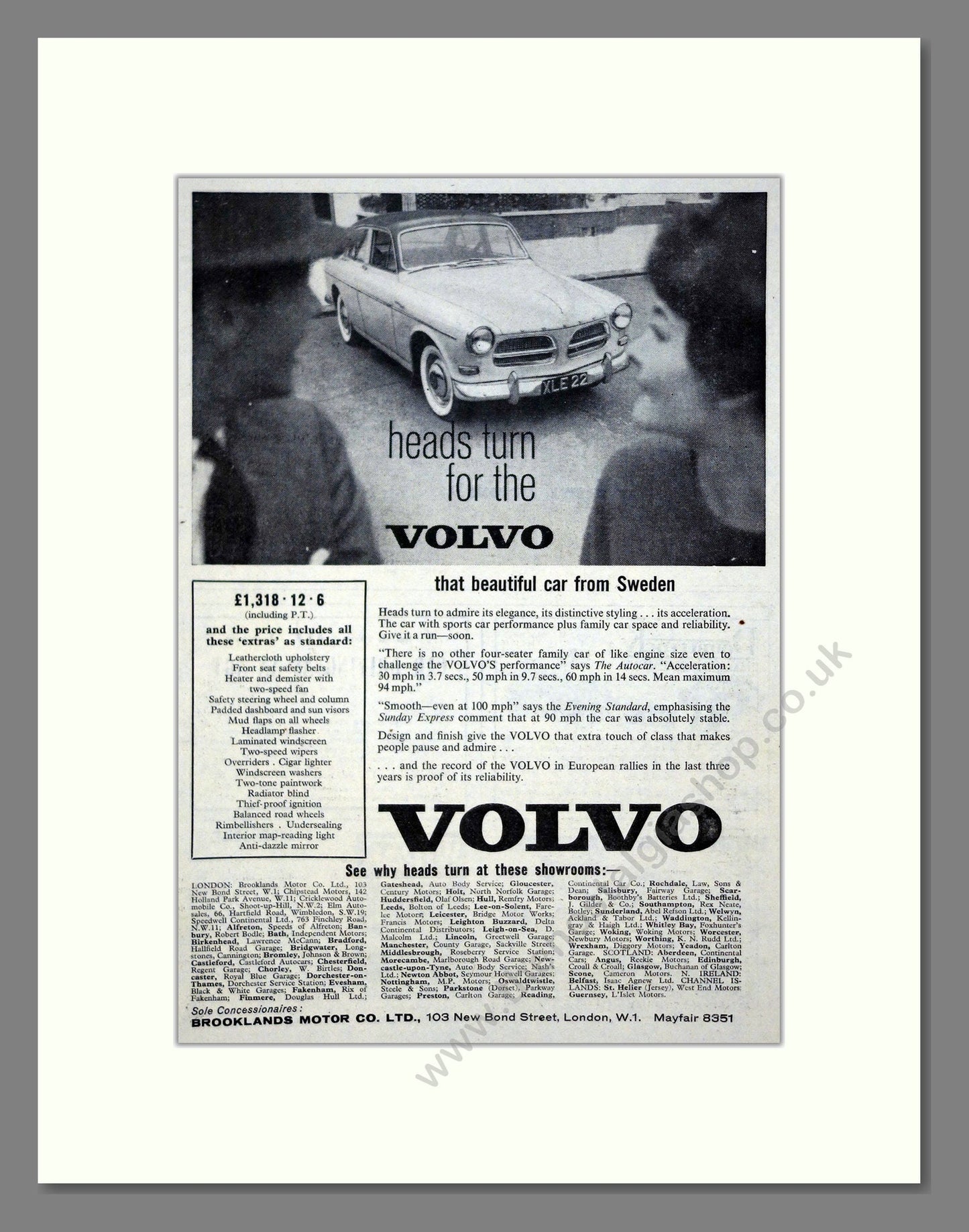 Volvo - 121. Vintage Advert 1961 (ref AD62081)