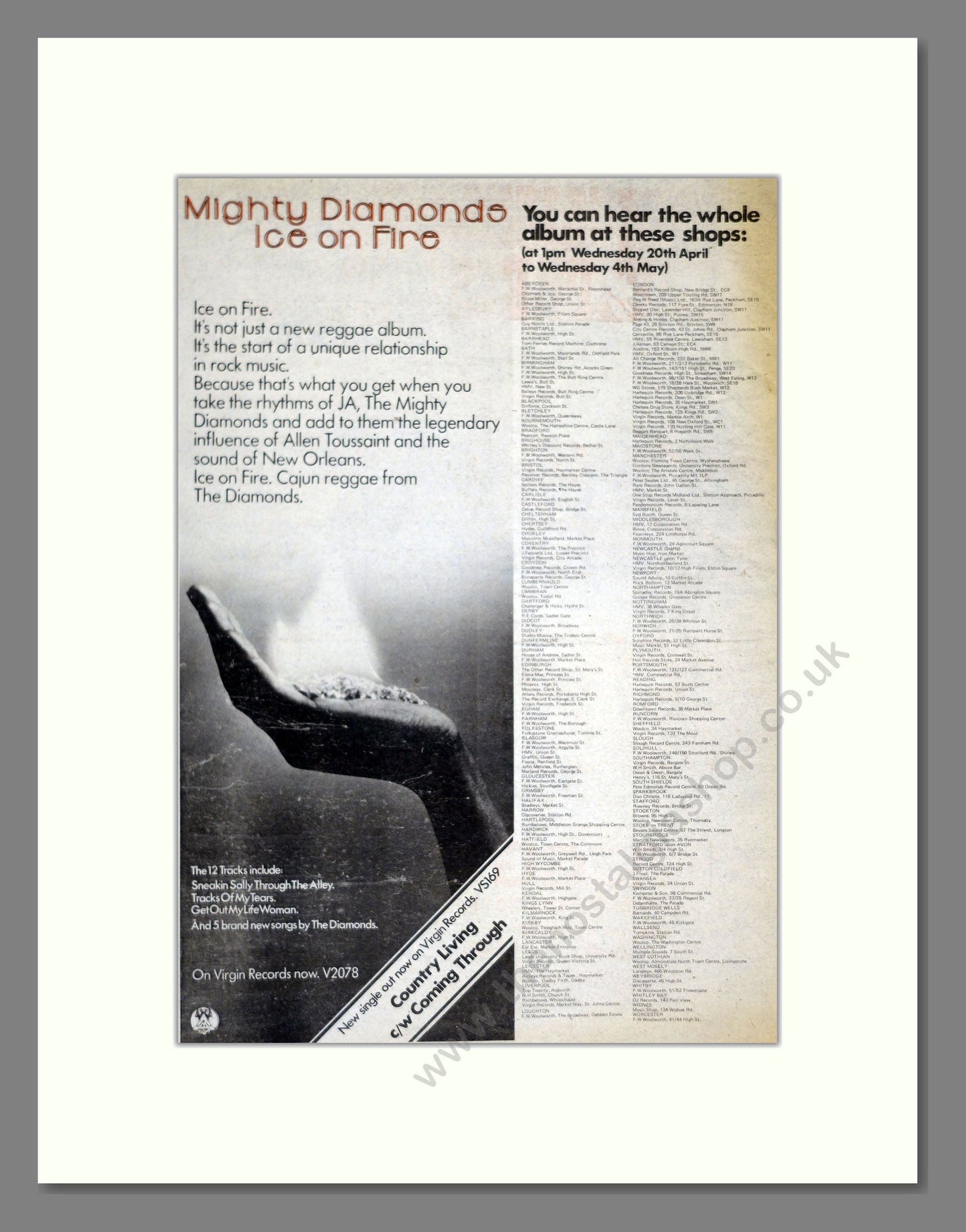 Mighty Diamonds - Ice On Fire. Vintage Advert 1977 (ref AD17979)