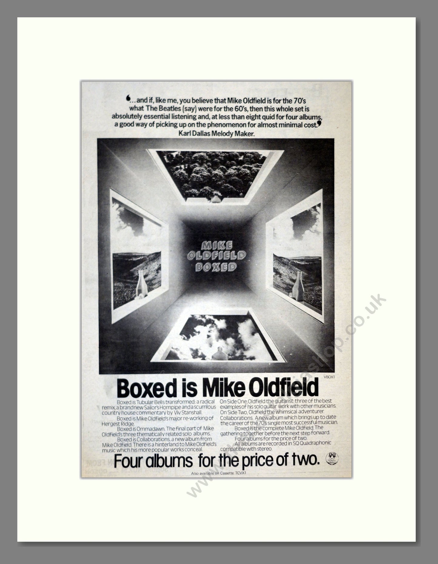Mike Oldfield - Boxed. Vintage Advert 1976 (ref AD17991)