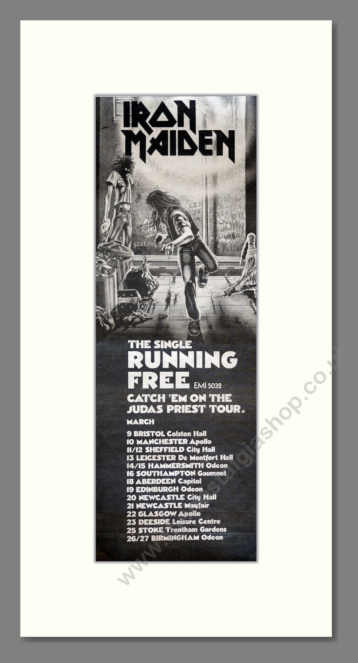 Iron Maiden - Running Free / UK Tour. Vintage Advert 1980 (ref AD201348)