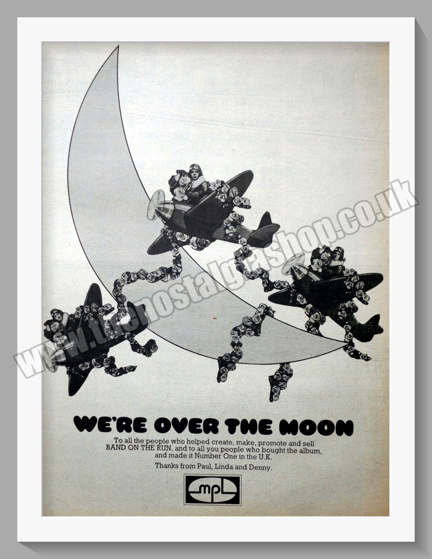 Wings. Band On The Run. Thanks To Fans. Vintage Advert 1974 (ref AD14293)