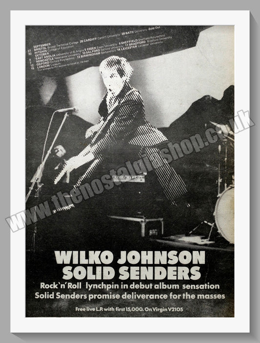 Wilko Johnson. Solid Senders. Original Vintage Advert 1978 (ref AD14439)