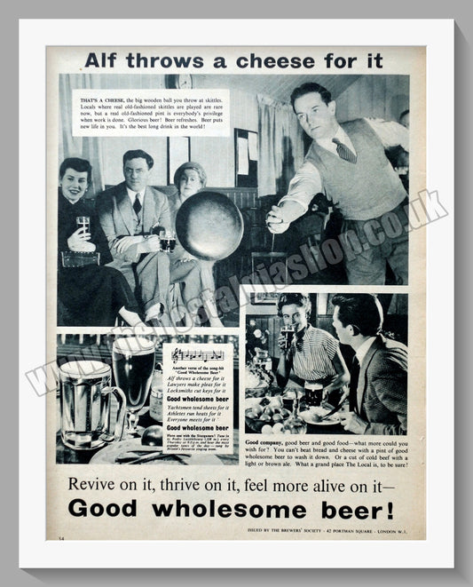 Beer. Good Wholesome Beer. Original Advert 1955 (ref AD300213)