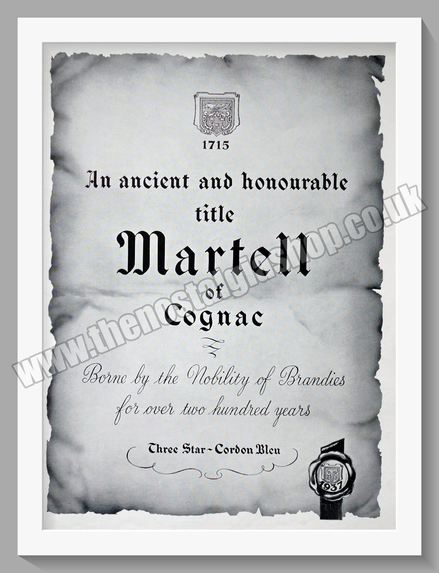 Martell Cognac. Original Advert 1937 (ref AD300224)