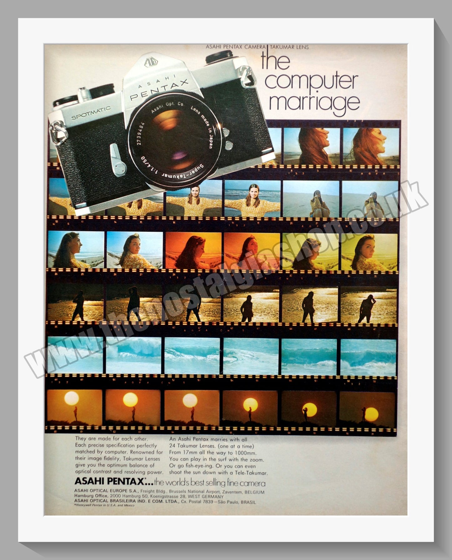 Pentax Asahi Spotmatic SLR Camera. Original Advert 1970 (ref AD300347)