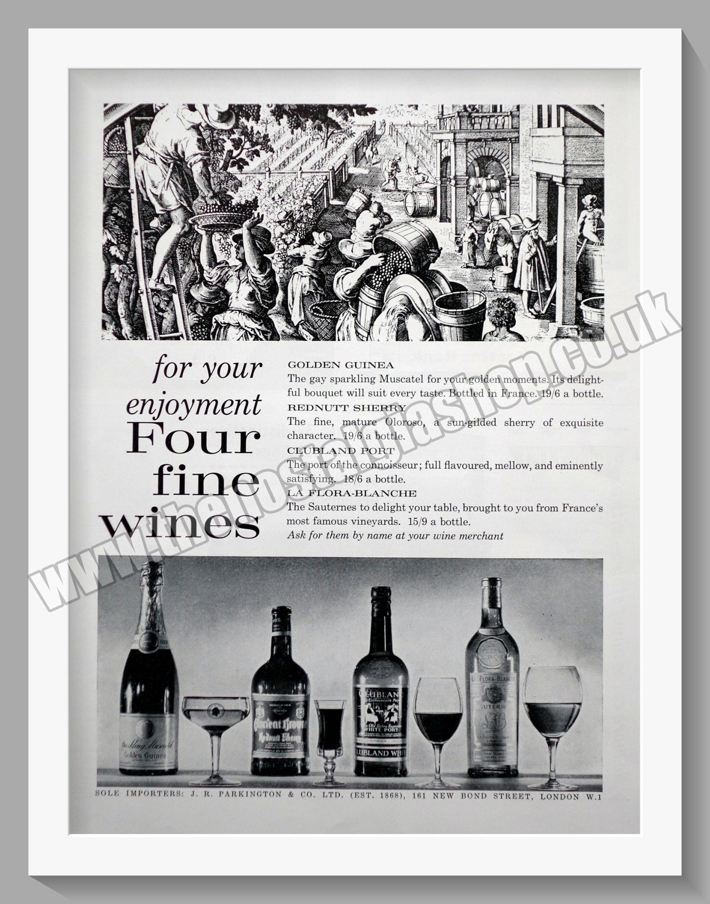 J.R. Parkington Wine Importers. Original Advert 1961 (ref AD300396)