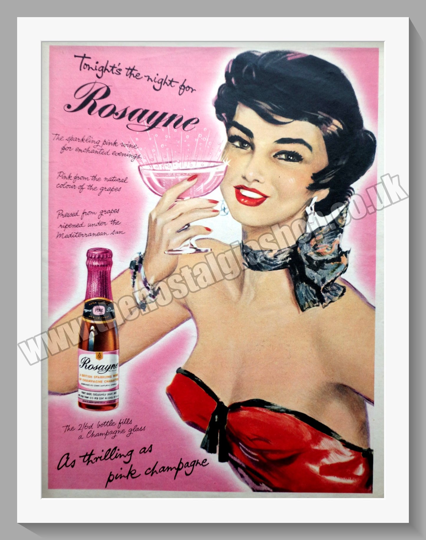 Rosayne Sparkling Wine. Original Advert 1954 (ref AD300424)