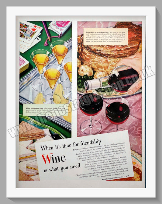 California Sherry & Wine. Original Advert 1946 (ref AD300462)