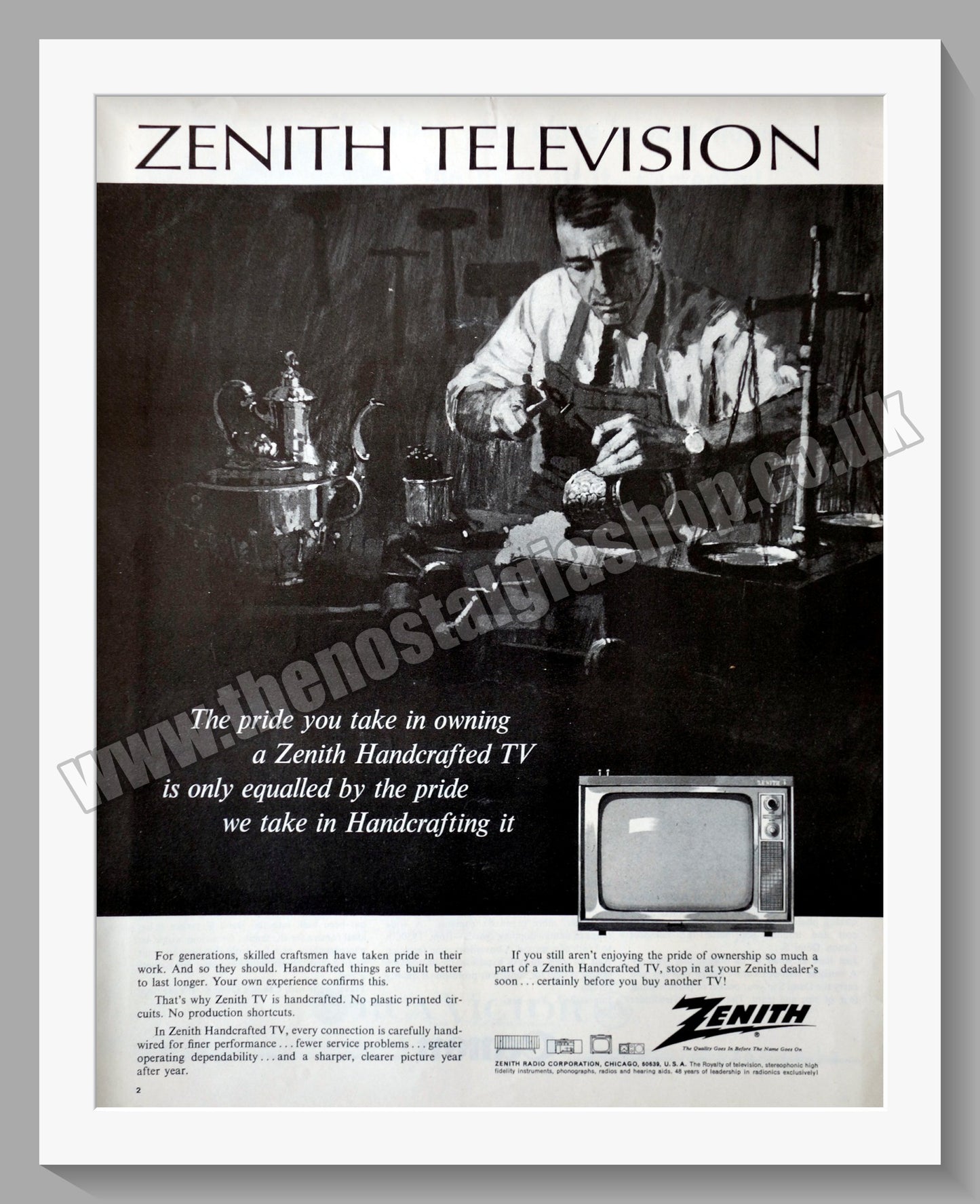 Zenith Handcrafted Television. Original Advert 1966 (ref AD300439)