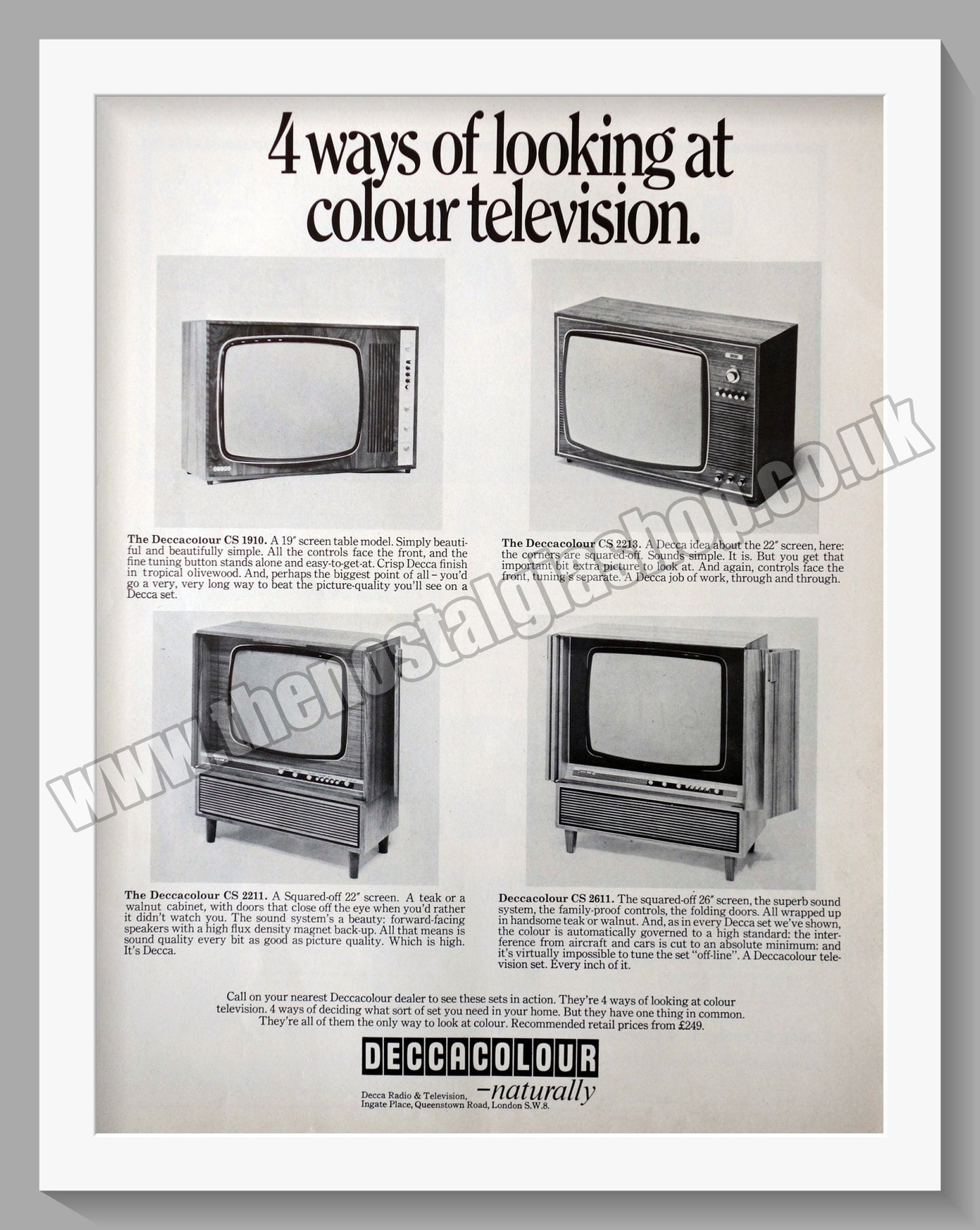 Deccacolour Televisions. Original Advert 1970 (ref AD300441)