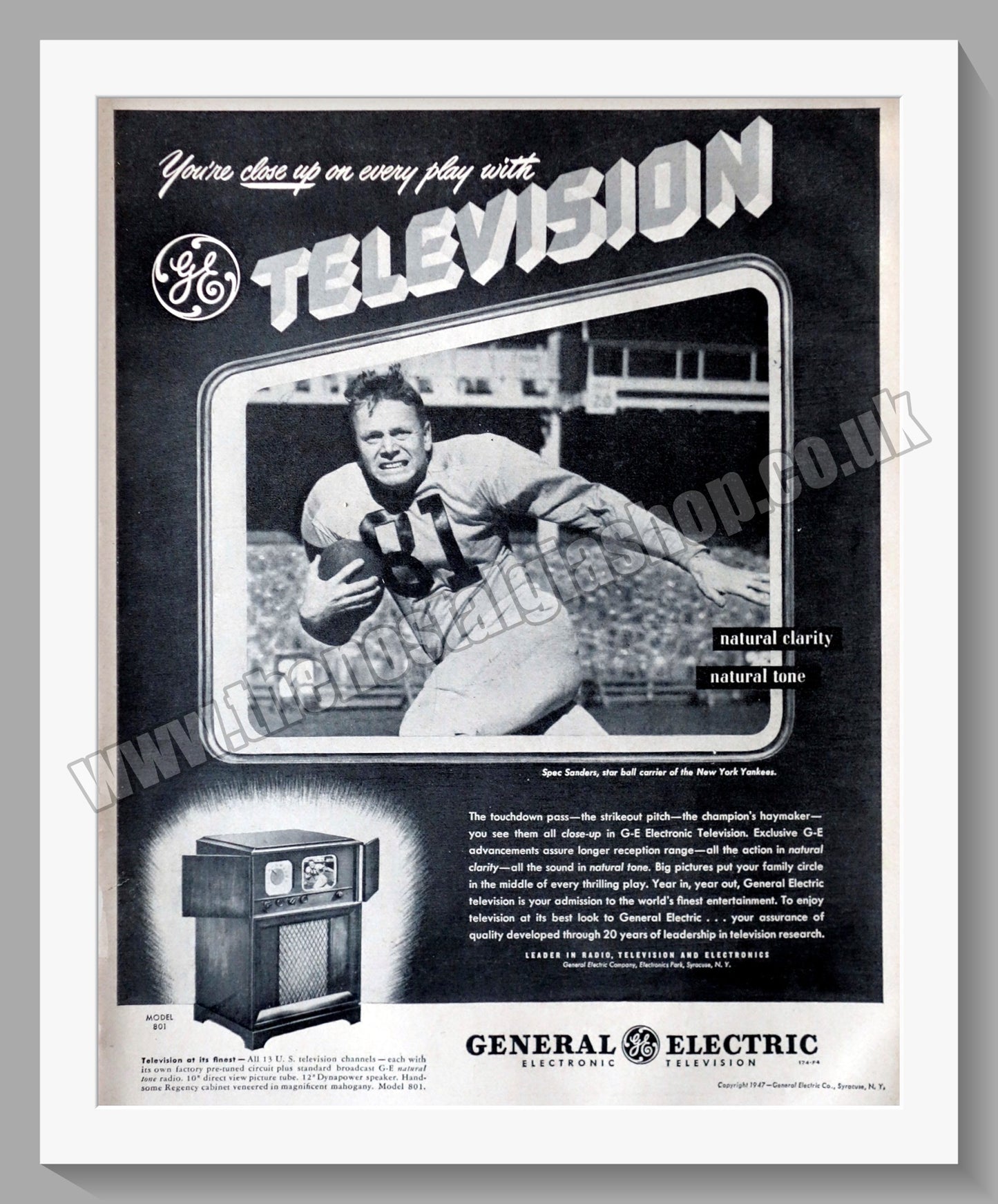 General Electric Television. Original Advert 1947 (ref AD300469)