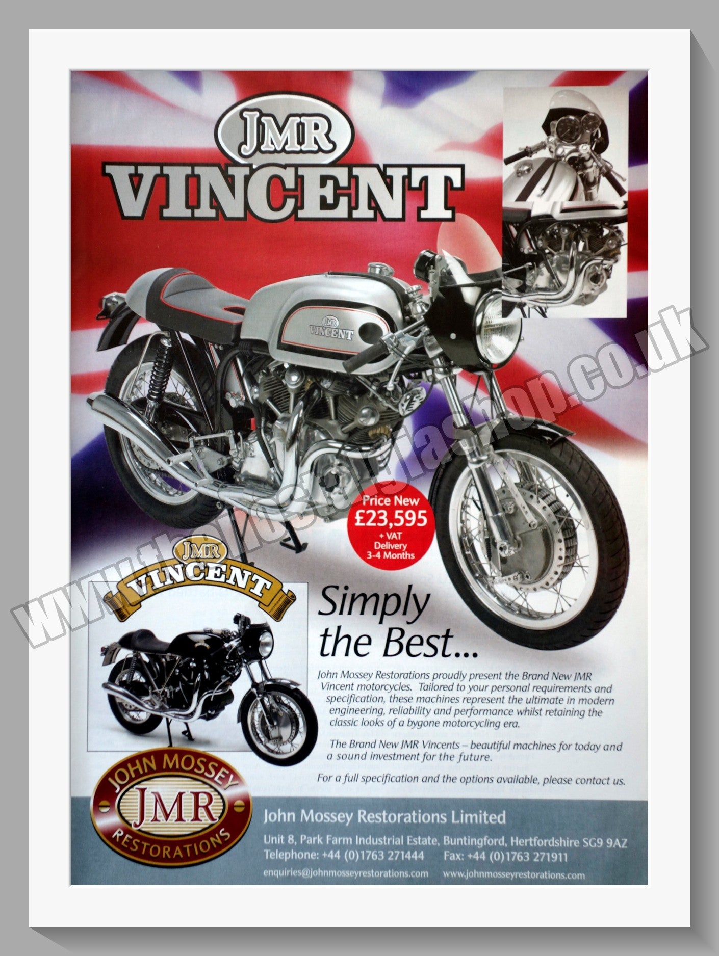 Vincent JMR Motorcycle, Model Of. Vintage Advert 2006 (ref AD56512)