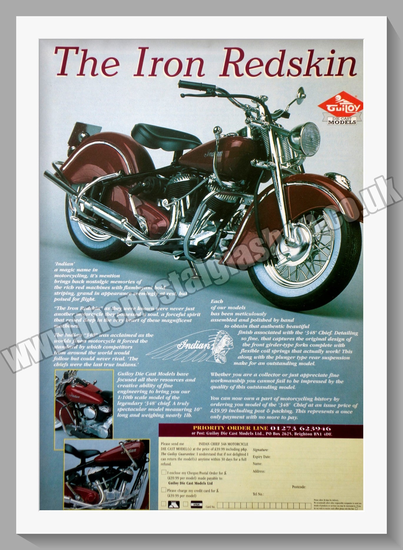 Indian 348 Motorcycle. Model. Original Advert 1996 (ref AD56521)