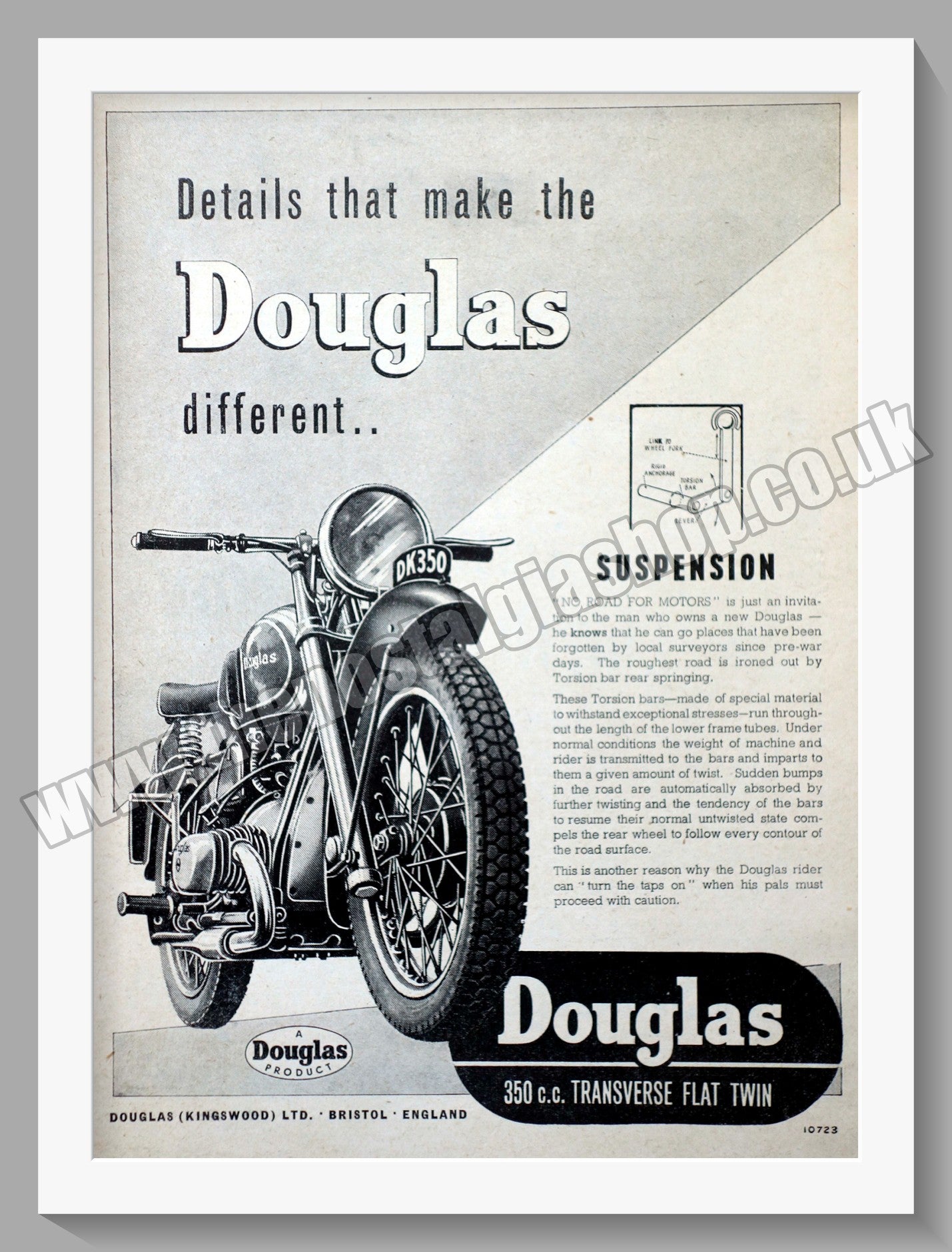 Douglas DK 350 Motorcycle Original advert 1947 (ref AD56522)
