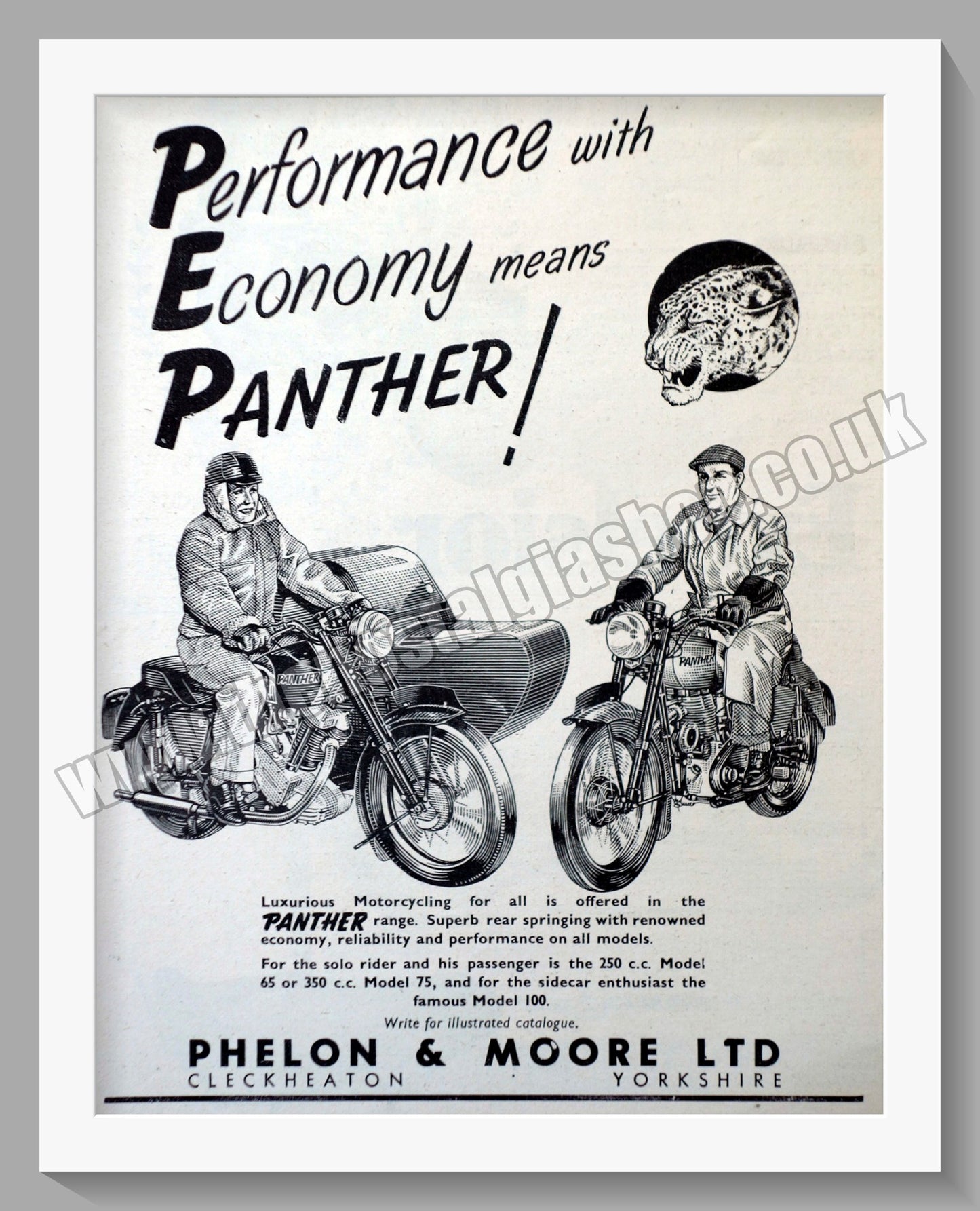 Panther Motorcycles. Performance and Economy. Original Advert 1954 (ref AD56542)